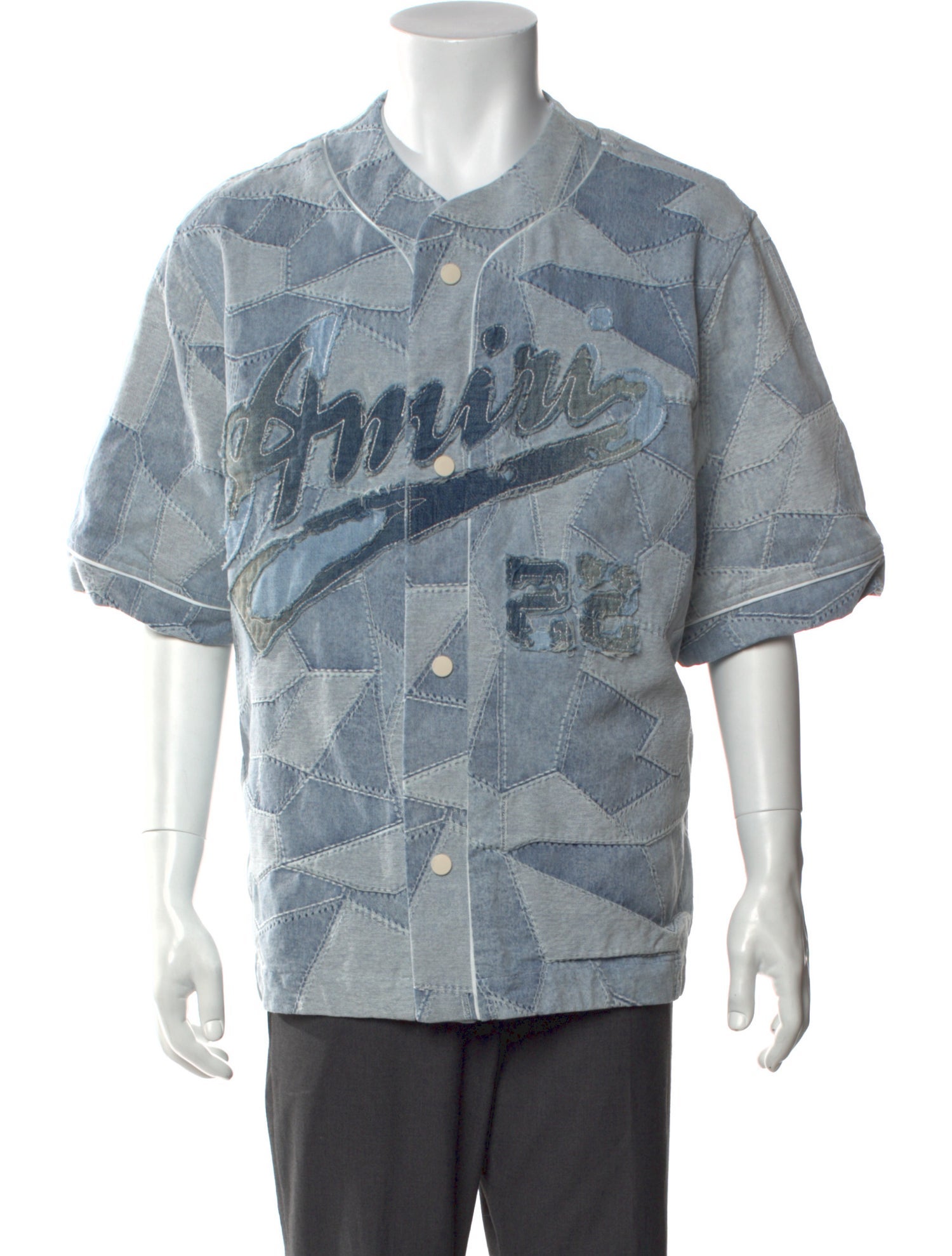 Amiri Graphic Print Three-Quarter Sleeve Denim Shirt