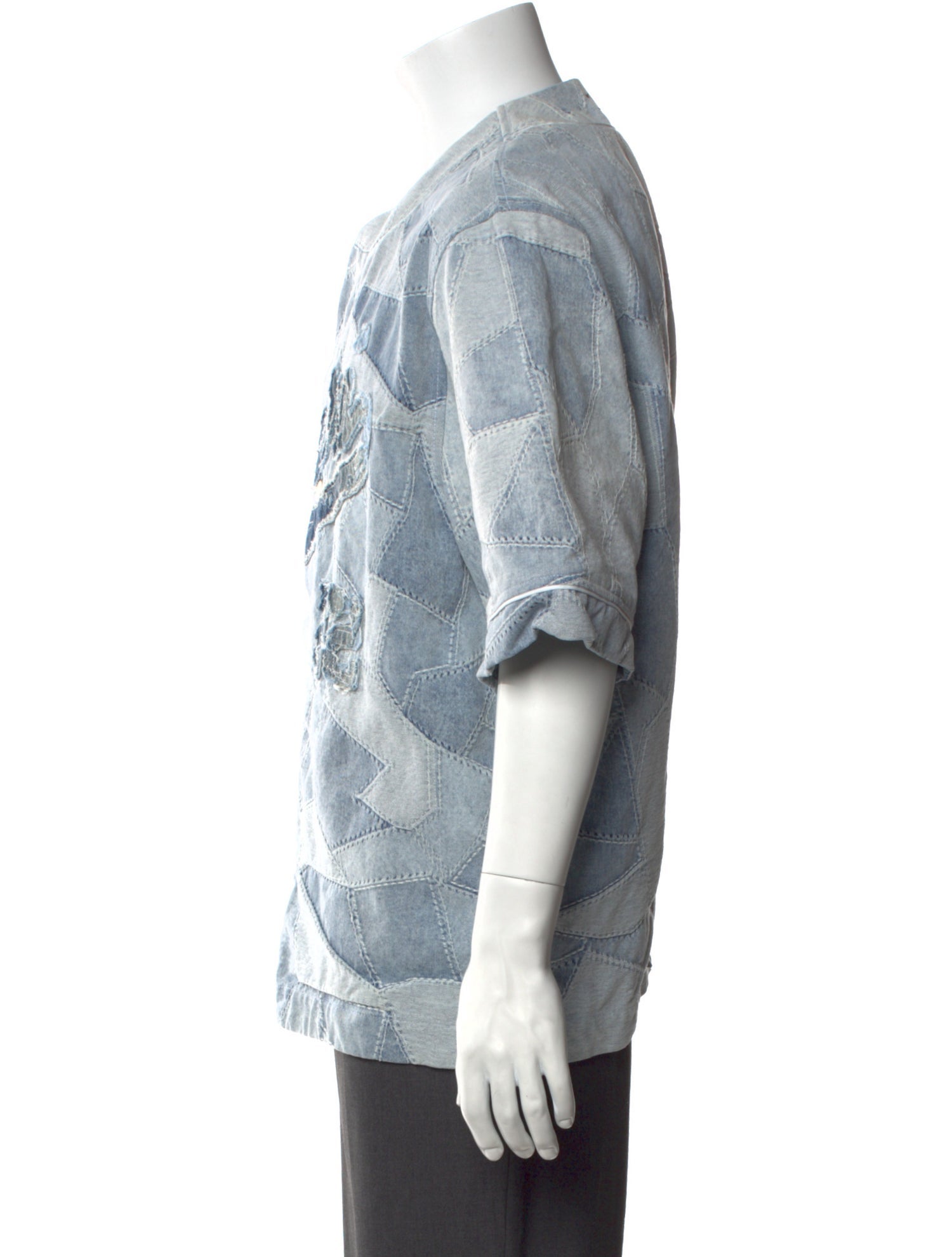 Amiri Graphic Print Three-Quarter Sleeve Denim Shirt