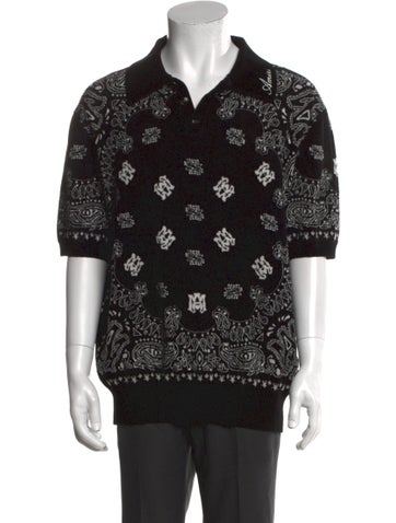 Amiri Polos Paisley Print Collar Polo Shirt XXL