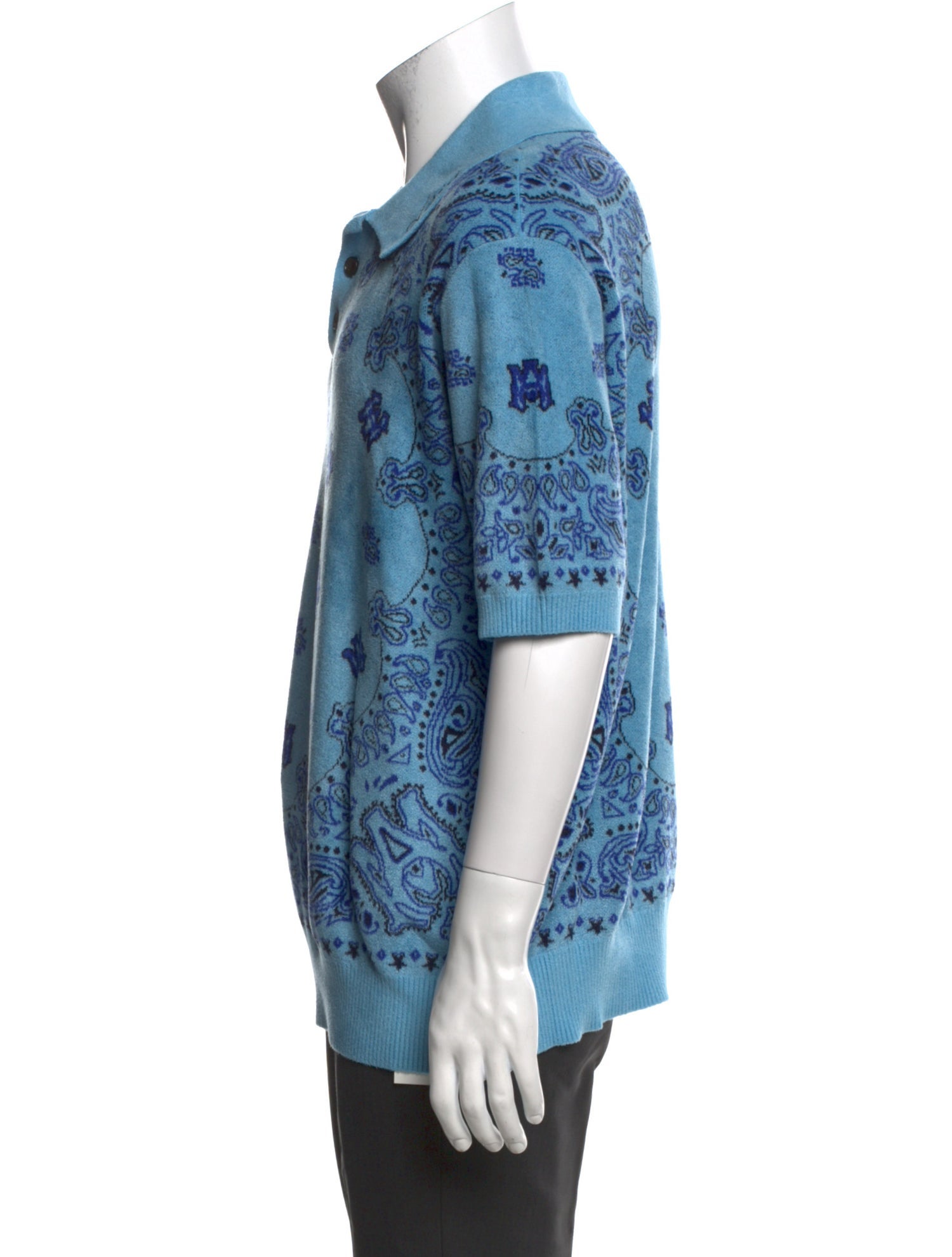 Amiri Paisley Print V-Neck Polo Shirt