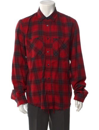 Amiri Plaid Print Long Sleeve Shirt