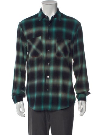 Amiri Plaid Print Long Sleeve Shirt