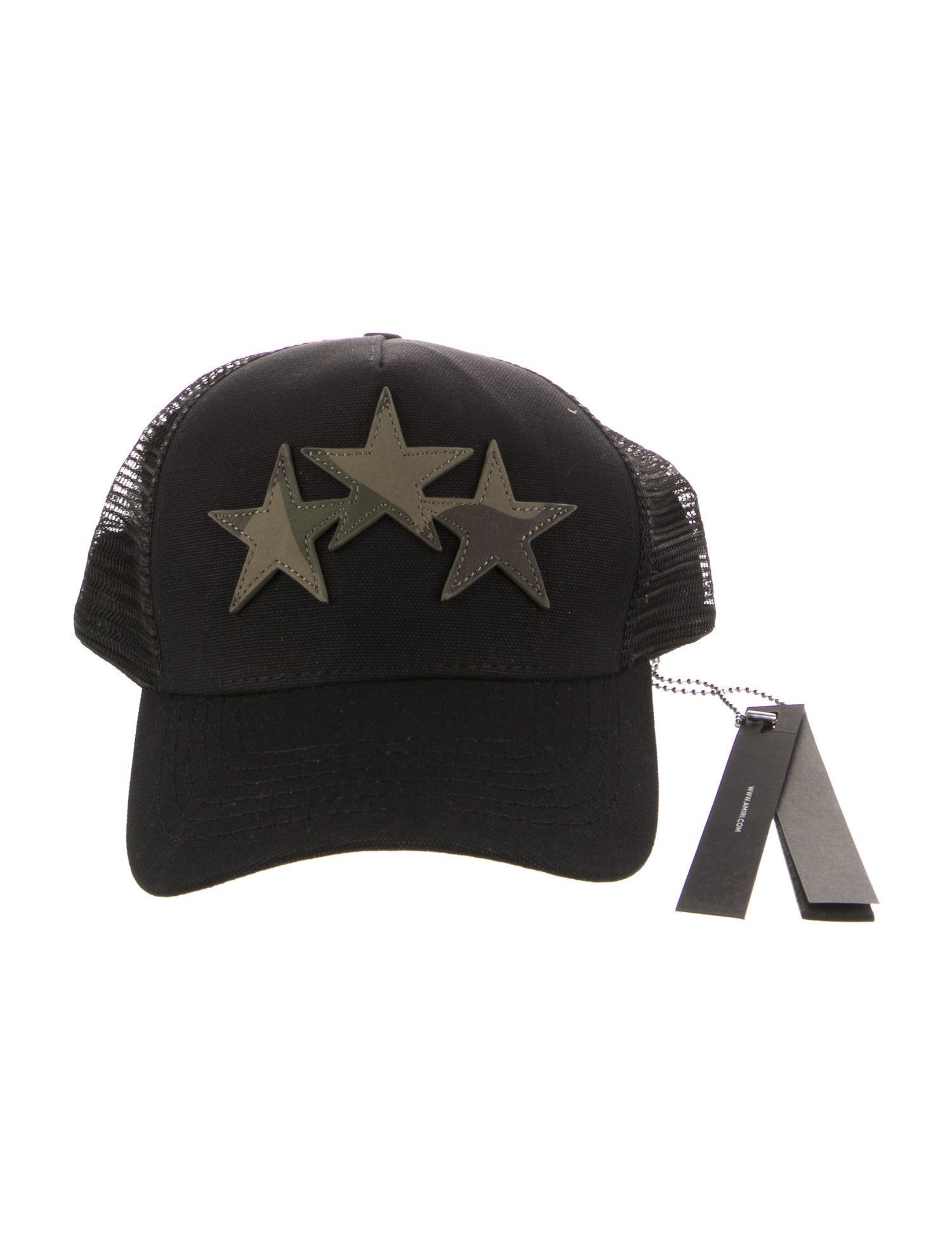 Amiri Leather Accent Three Star Trucker Hat w/ Tags