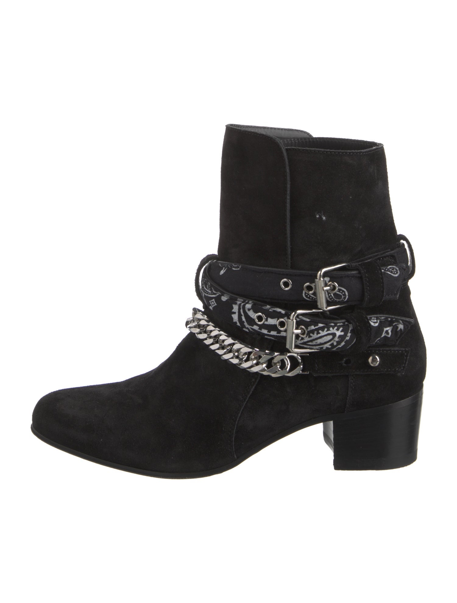 Amiri Suede Chain-Link Accents Moto Boots