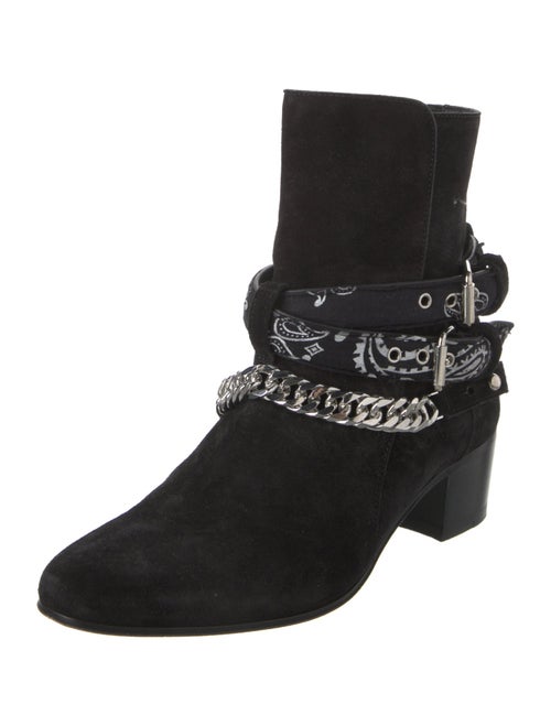 Amiri Suede Chain-Link Accents Moto Boots