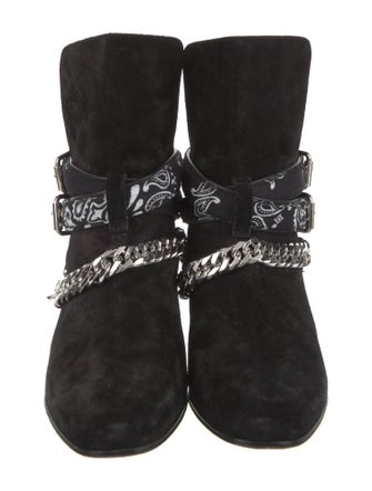 Amiri Suede Chain-Link Accents Moto Boots