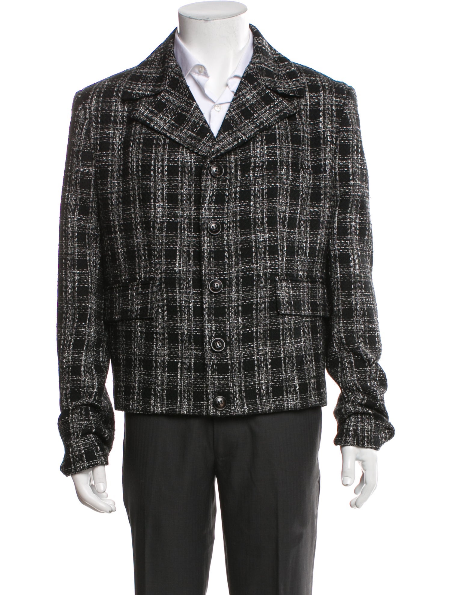 Amiri Tweed Pattern Peacoat