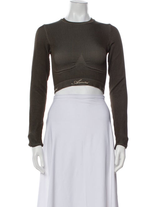 Amiri Crew Neck Long Sleeve Crop Top