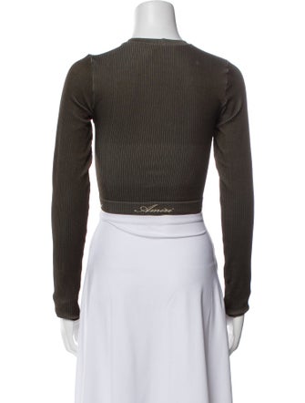 Amiri Crew Neck Long Sleeve Crop Top
