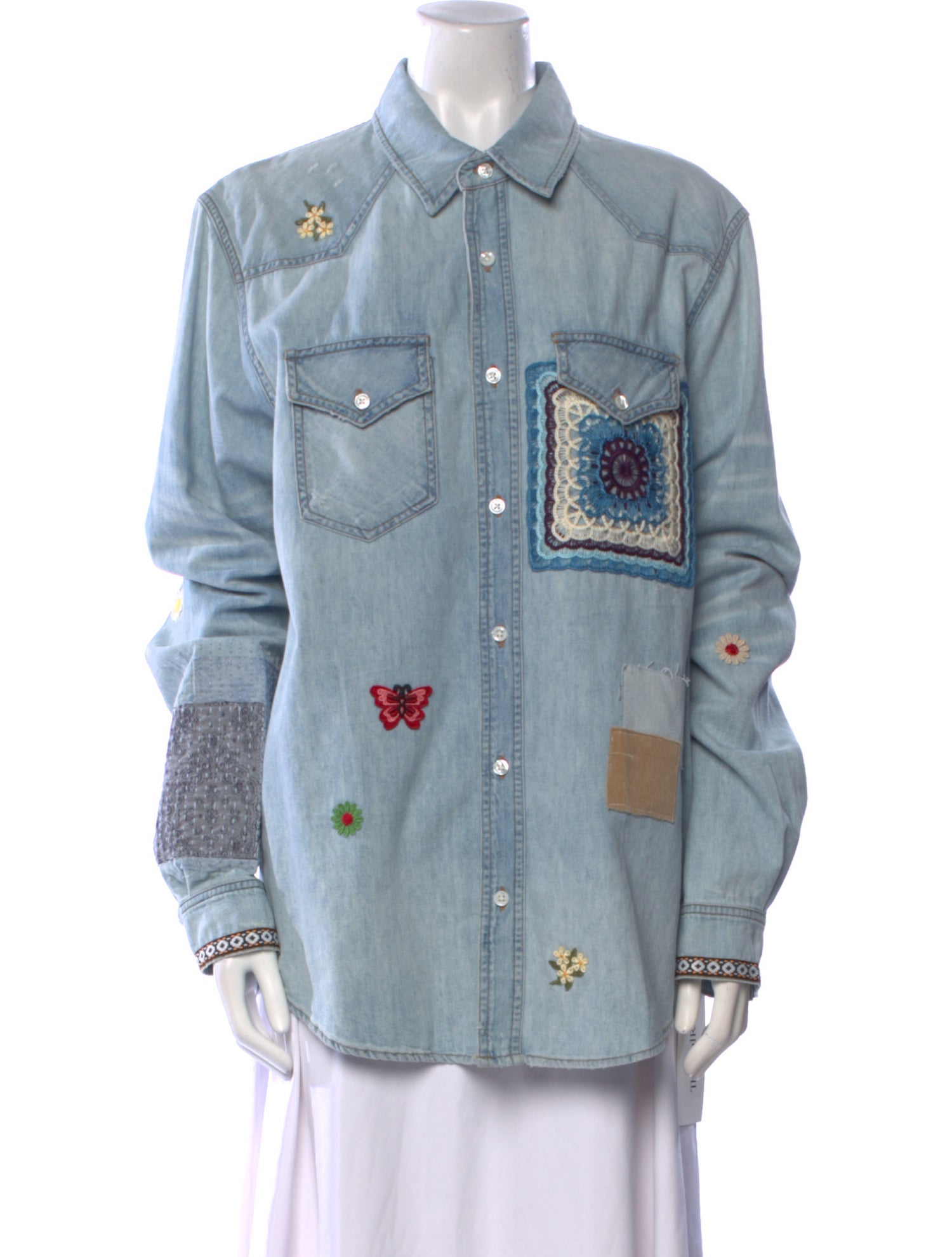 Amiri Long Sleeve Button-Up Top