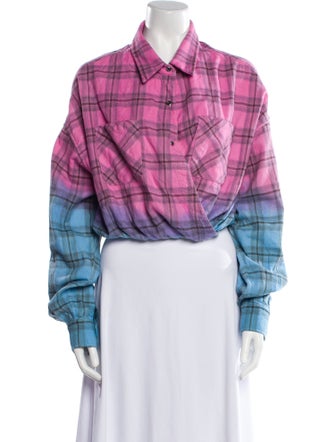 Amiri Plaid Print Long Sleeve Button-Up Top
