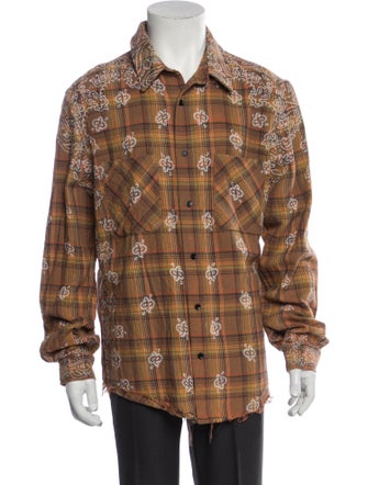 Amiri Plaid Print Long Sleeve Western Shirt