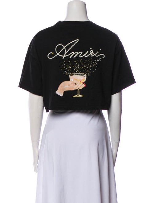 Amiri Graphic Print Crew Neck Crop Top