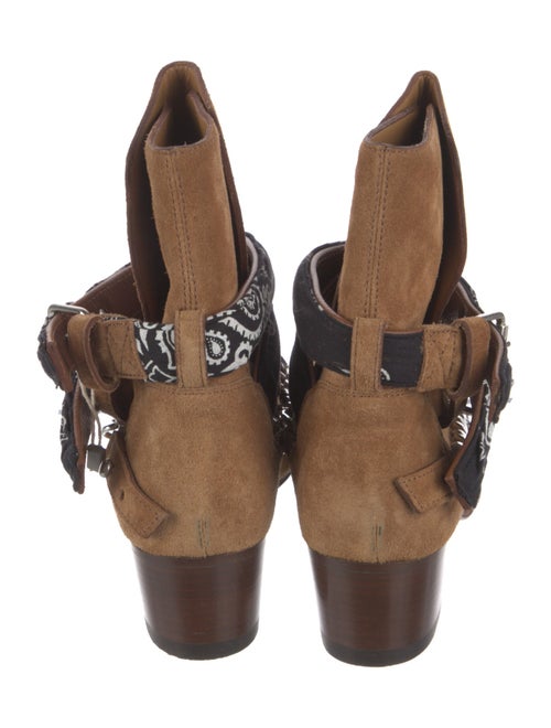 Amiri Suede Paisley Print Moto Boots