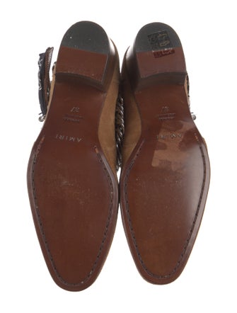 Amiri Suede Paisley Print Moto Boots