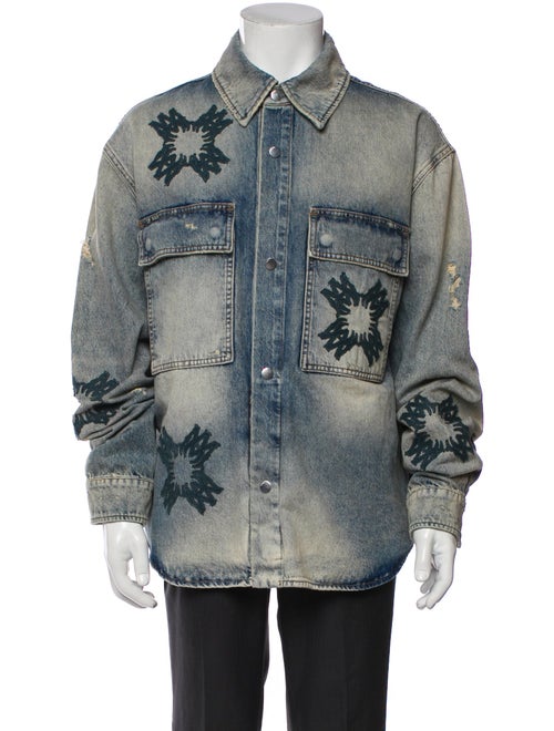 Amiri Graphic Print Long Sleeve Denim Shirt