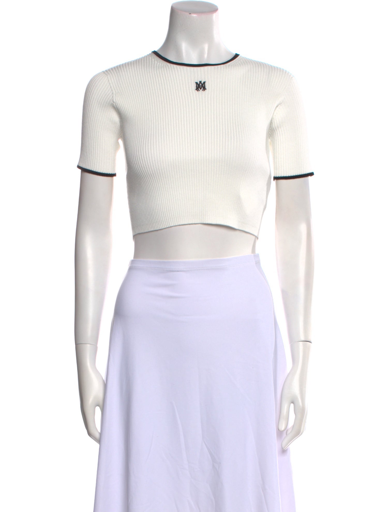 Amiri Crew Neck Short Sleeve Crop Top