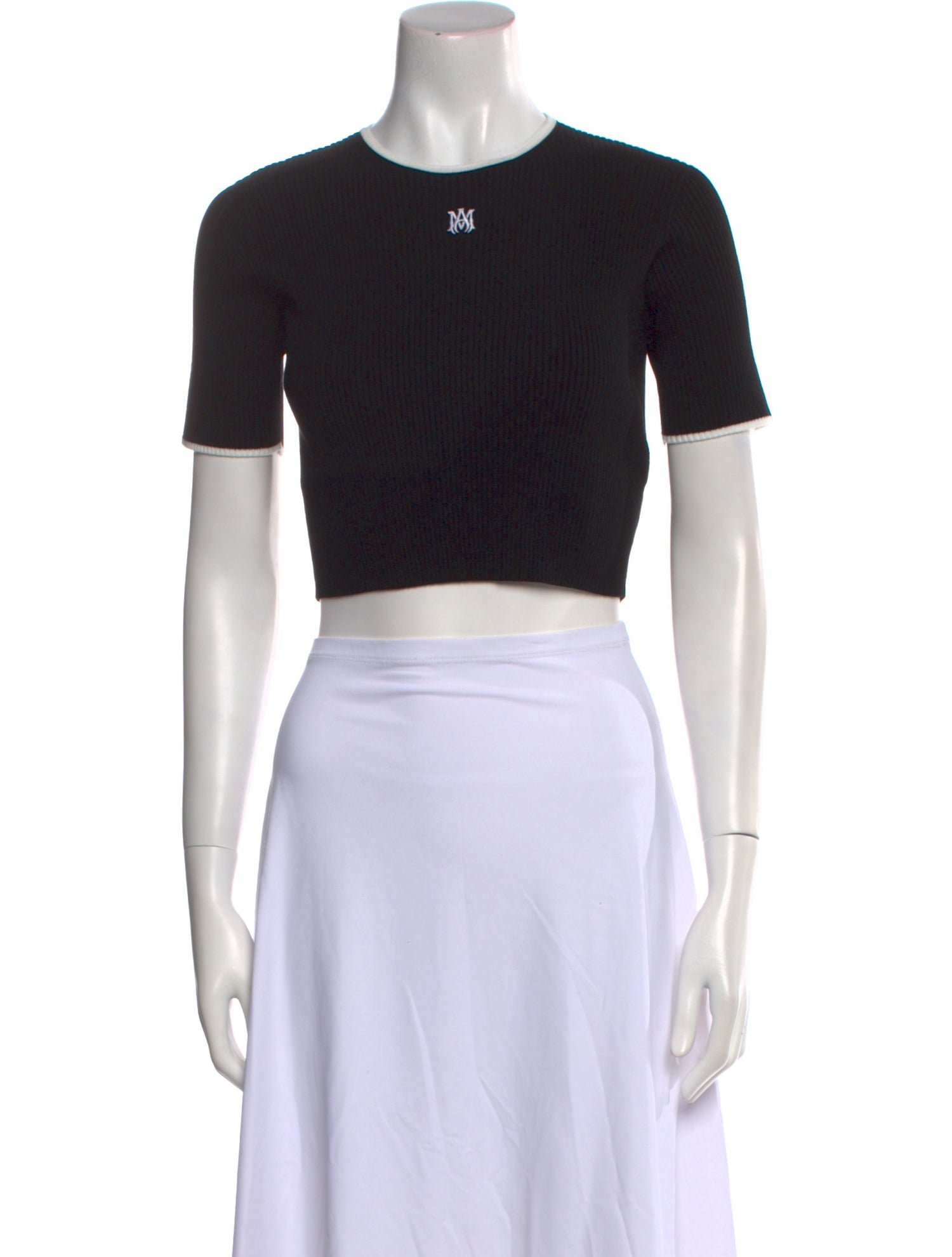 Amiri Crew Neck Short Sleeve Crop Top