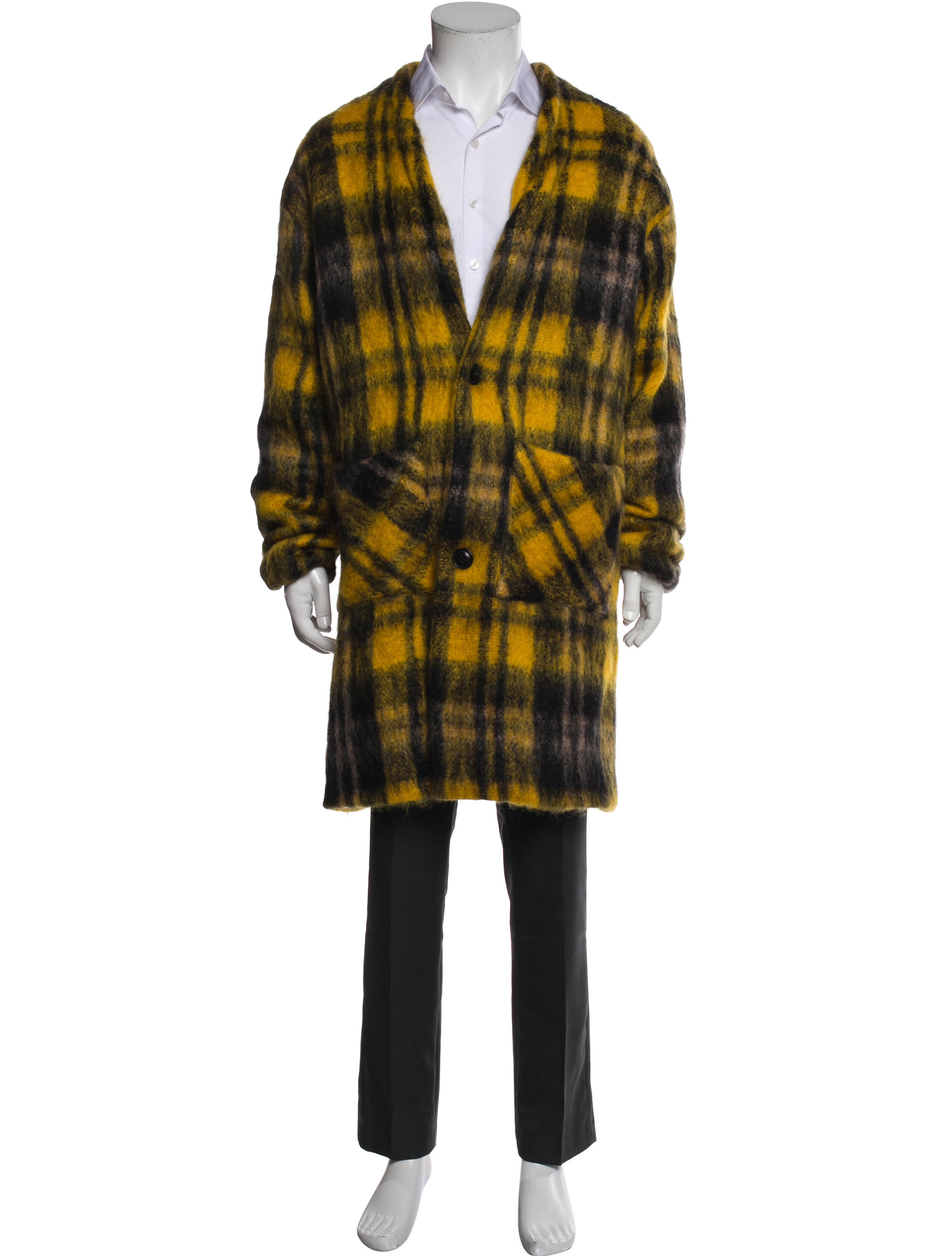 Amiri Mohair Plaid Print Overcoat w/ Tags