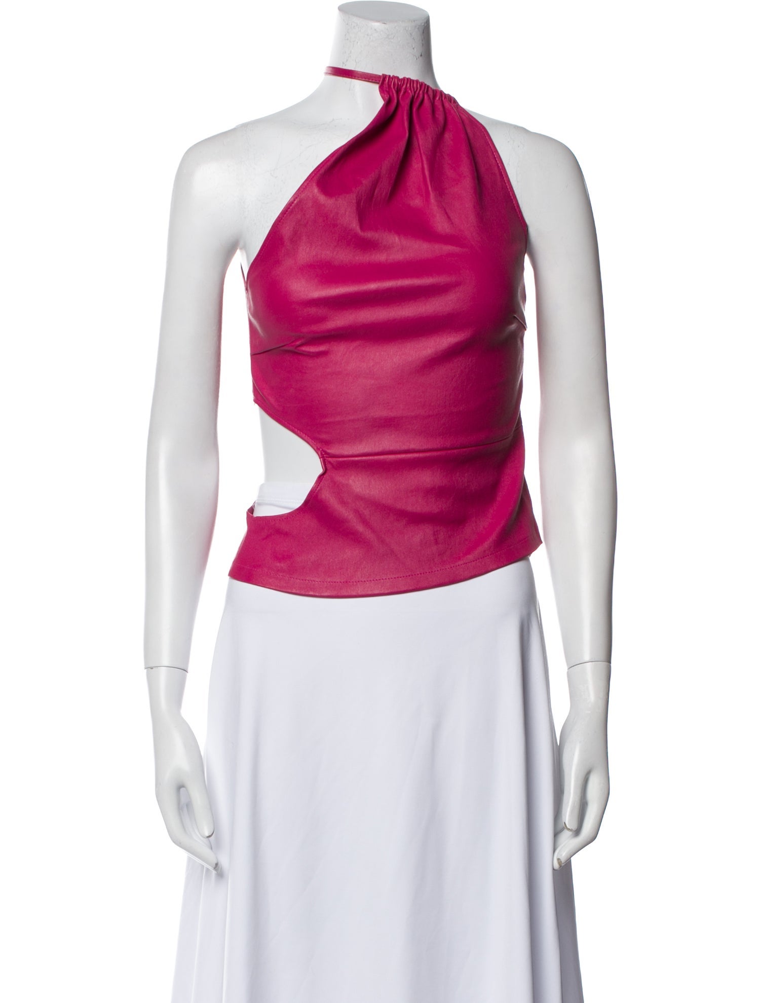 Amiri Leather One-Shoulder Crop Top