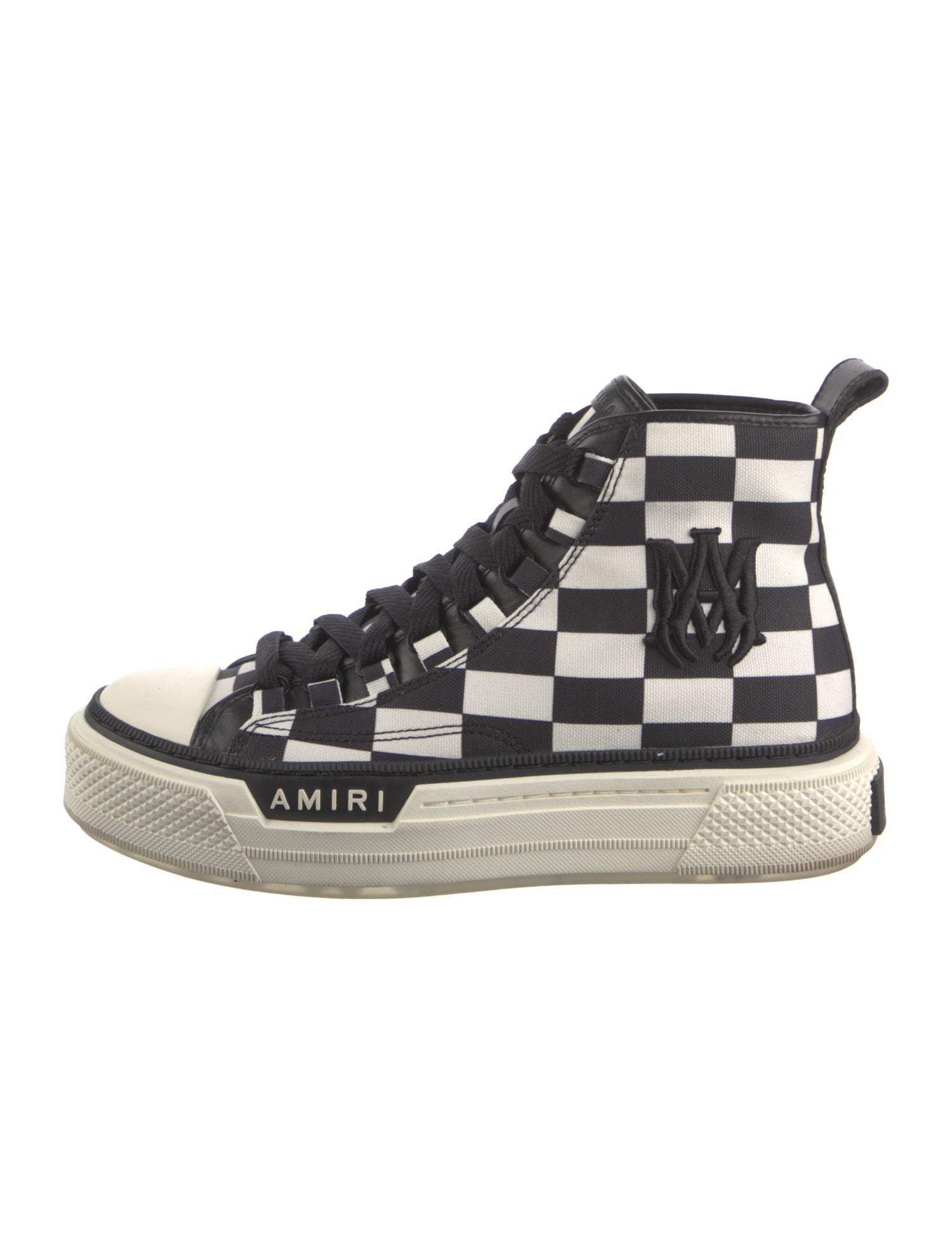 Amiri Leather Plaid Print Sneakers