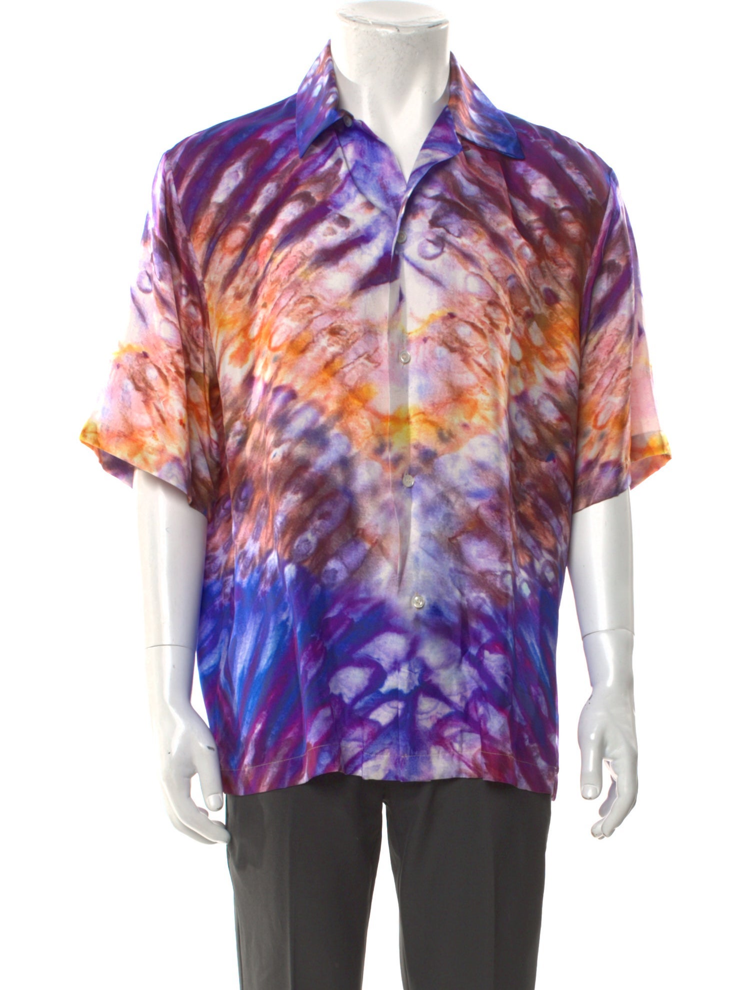 Amiri Silk Tie-Dye Print Dress Shirt