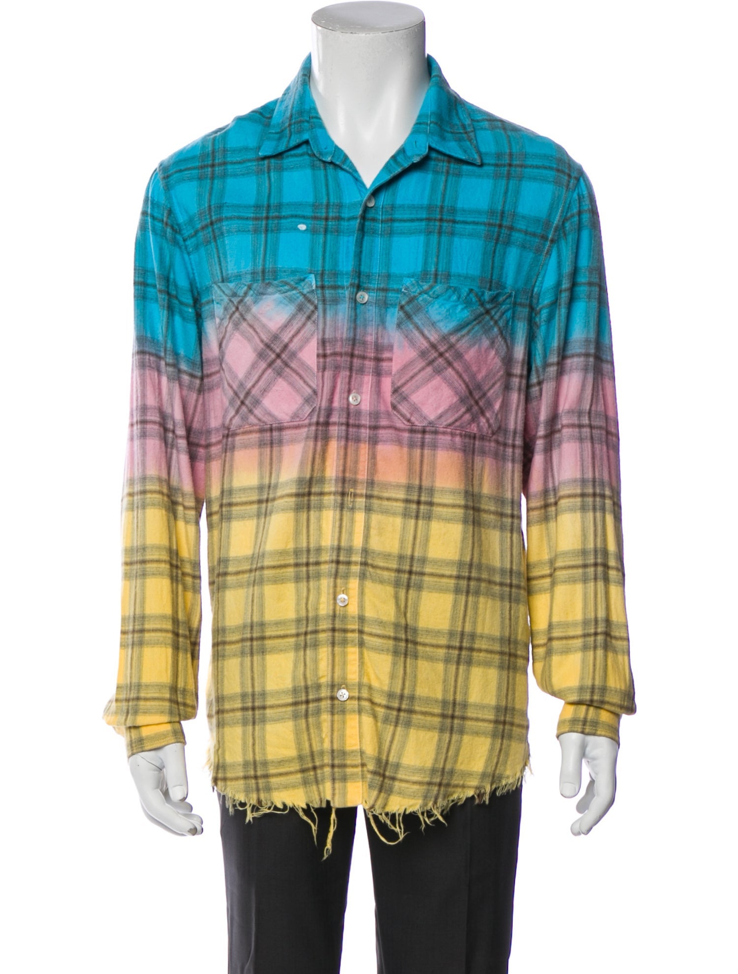 Amiri Plaid Print Long Sleeve Shirt
