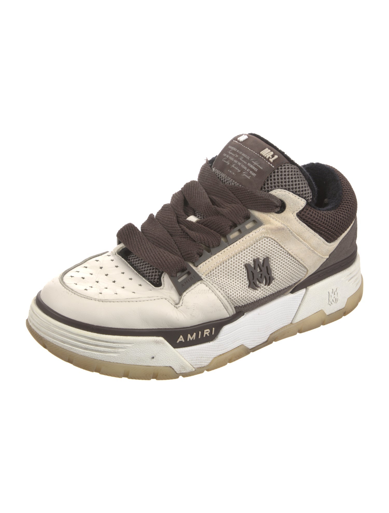 Amiri Leather Colorblock Pattern Athletic Sneakers