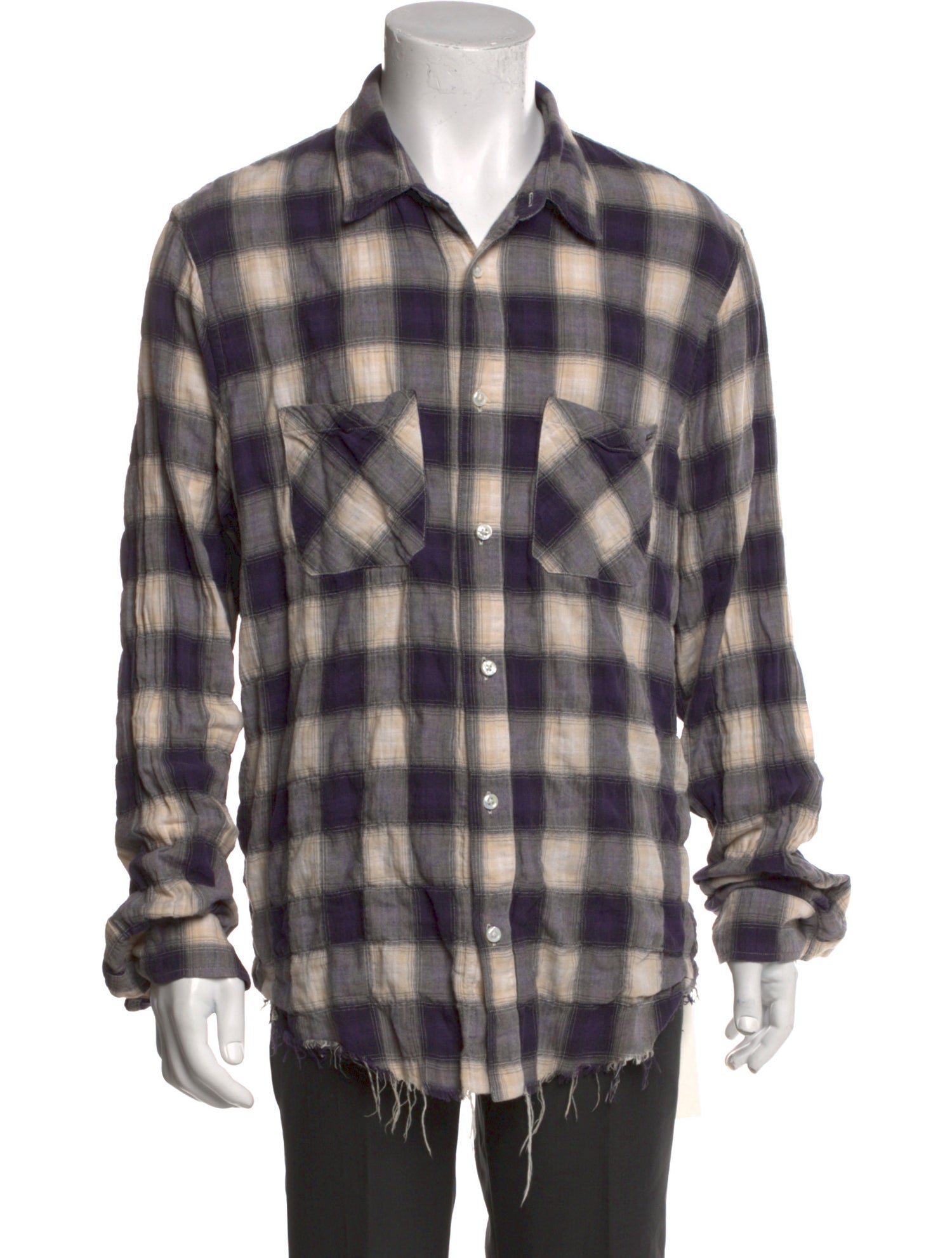 Amiri Plaid Print Long Sleeve Shirt