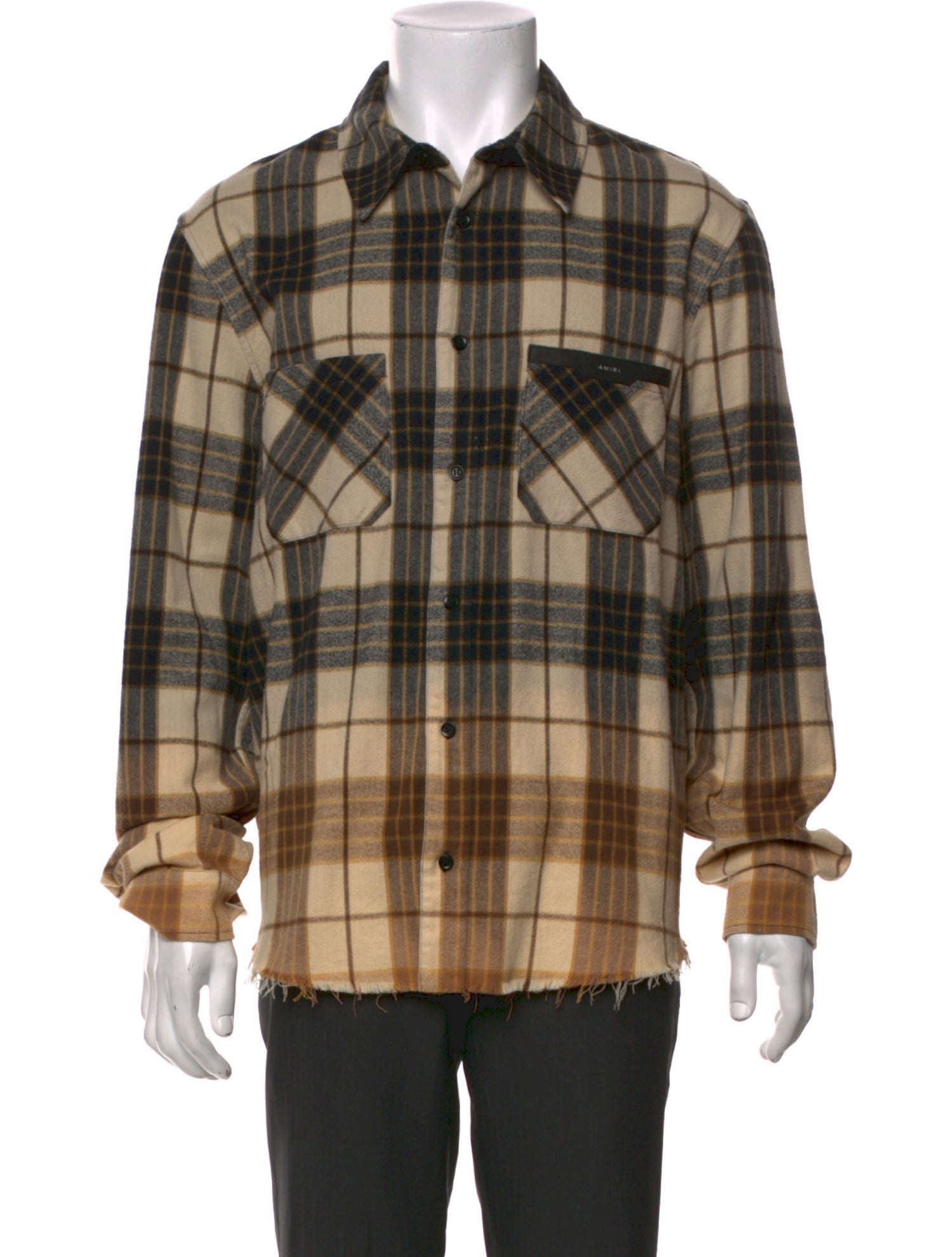 Amiri Plaid Print Long Sleeve Shirt