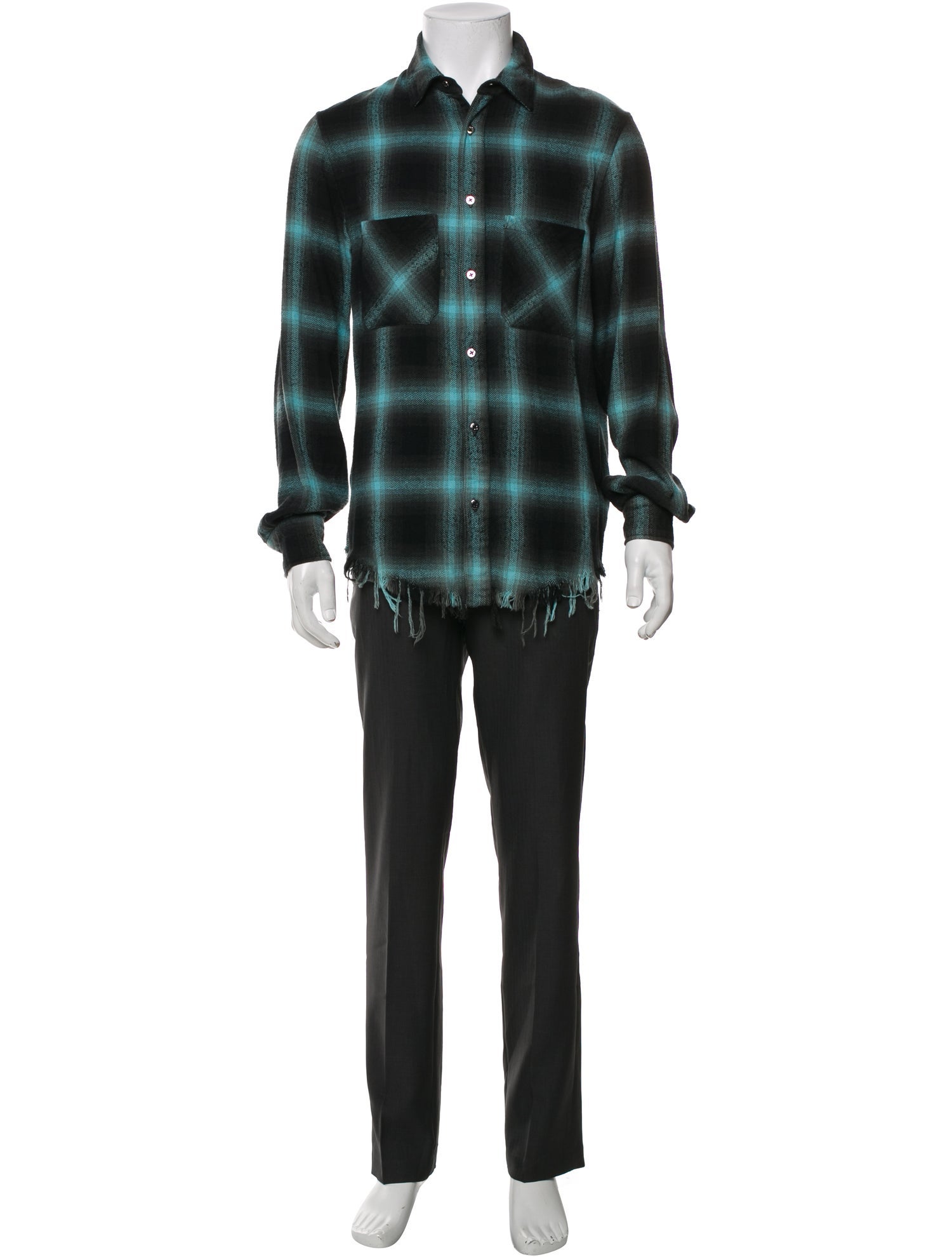 Amiri Plaid Print Long Sleeve Shirt