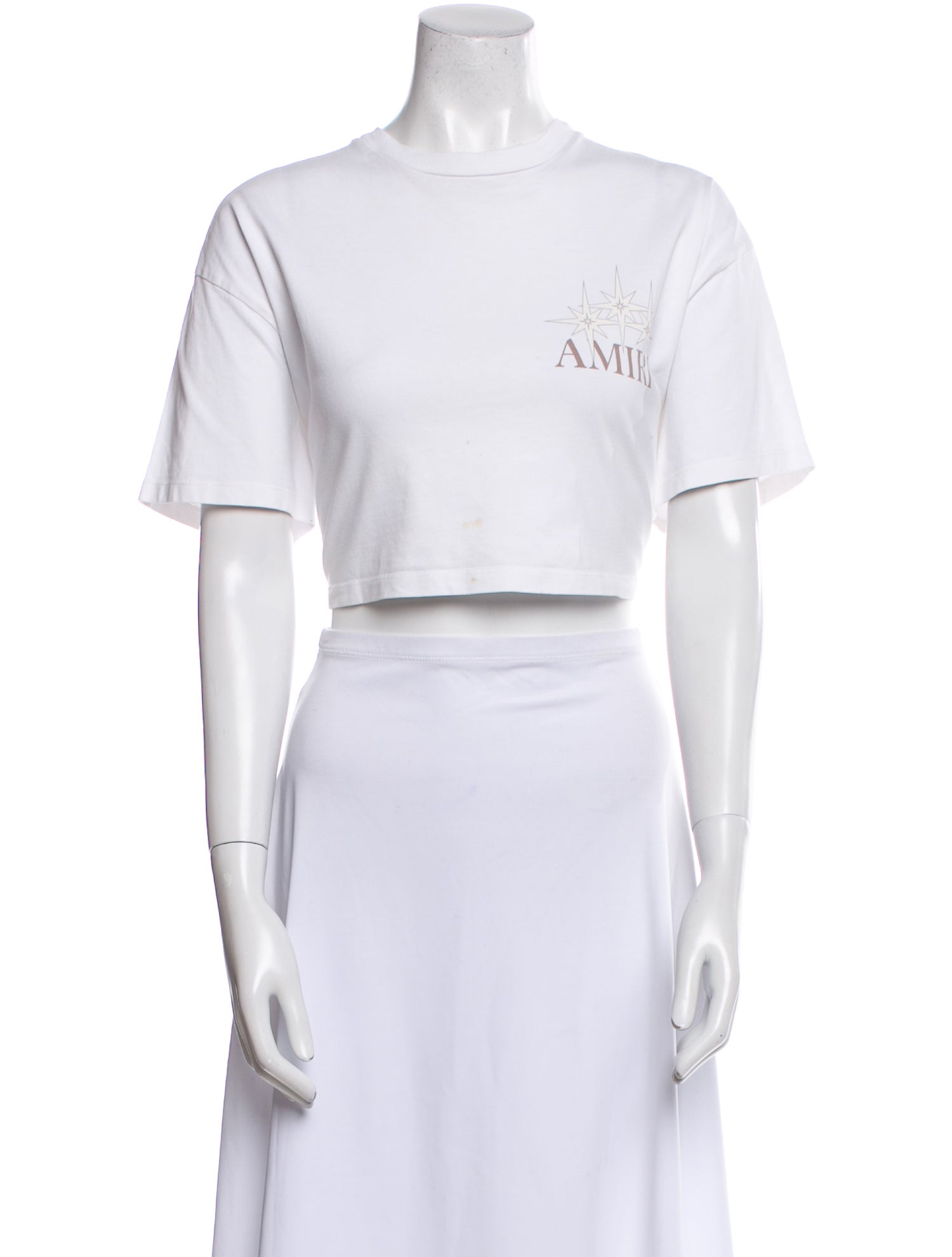 Amiri Graphic Print Crew Neck Crop Top