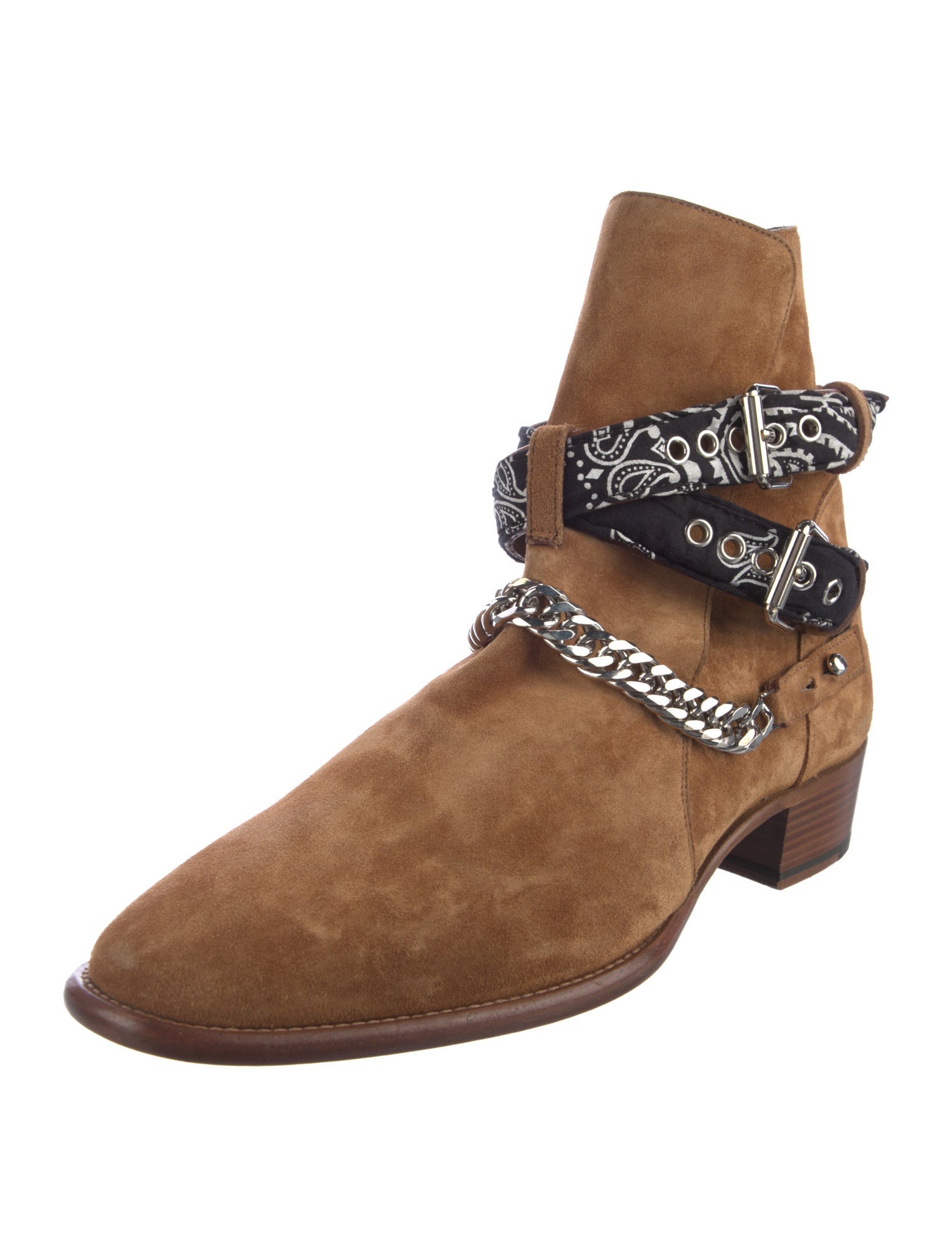 Amiri Suede Chain-Link Accents Boots