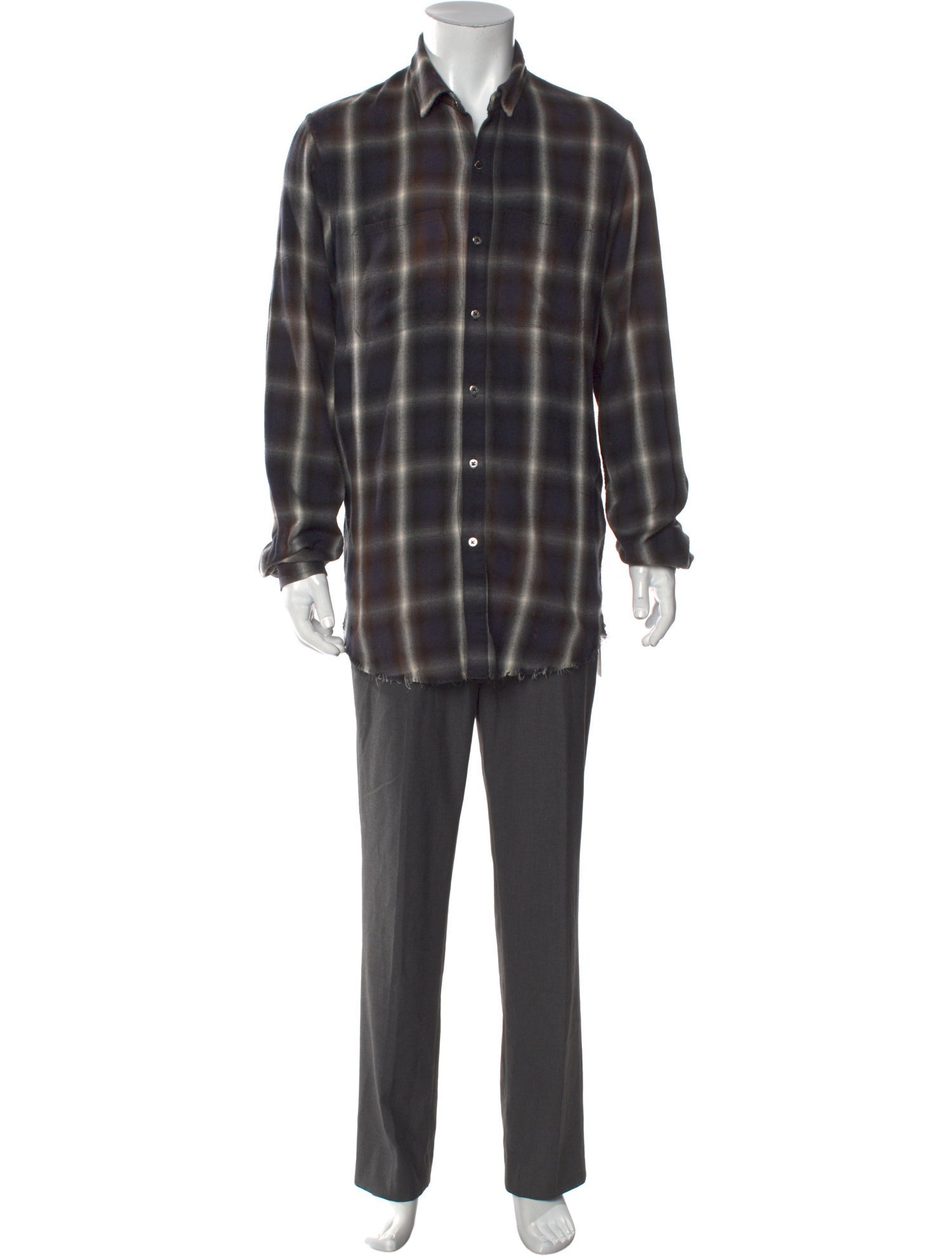Amiri Plaid Print Long Sleeve Shirt