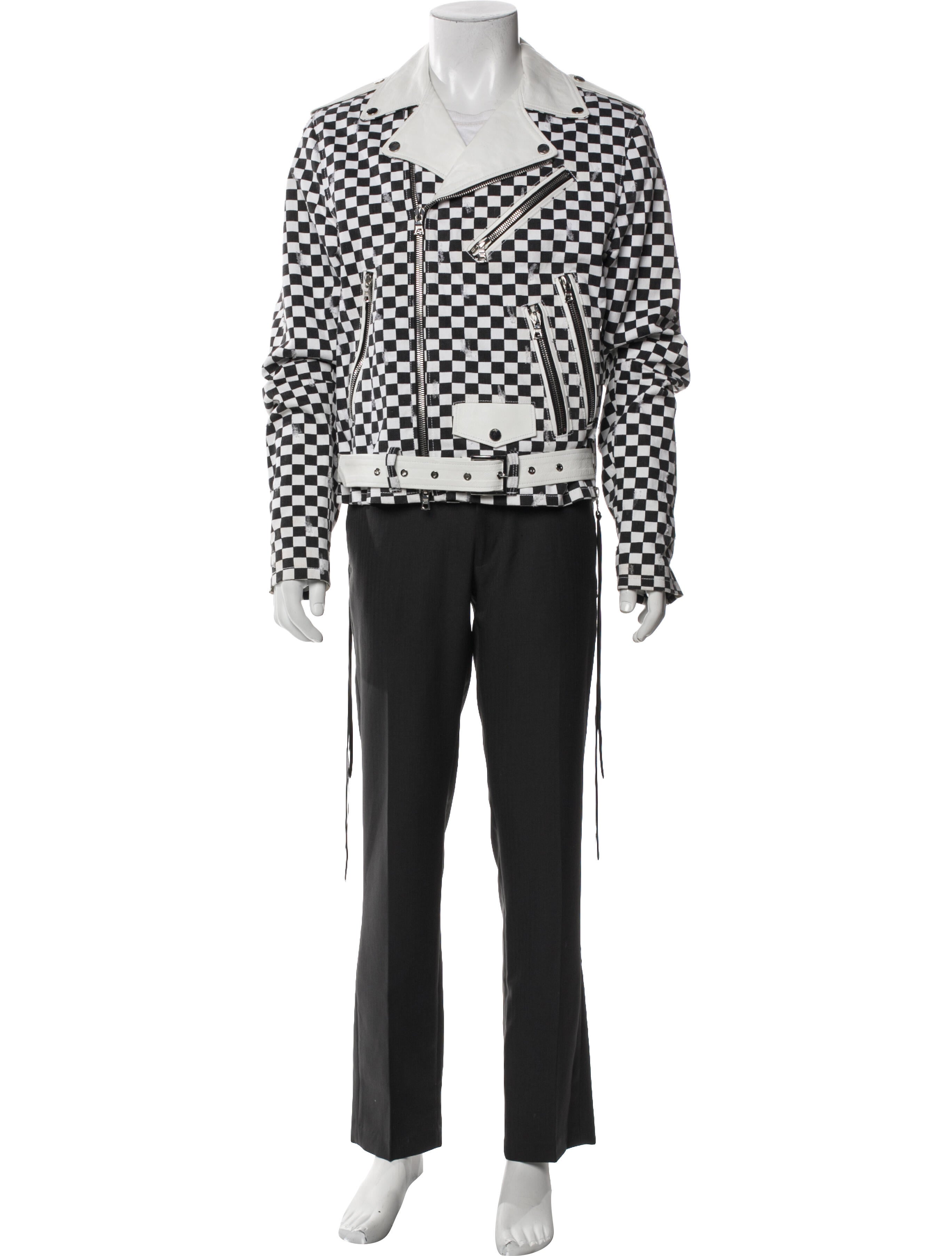 Amiri Plaid Print Moto Jacket