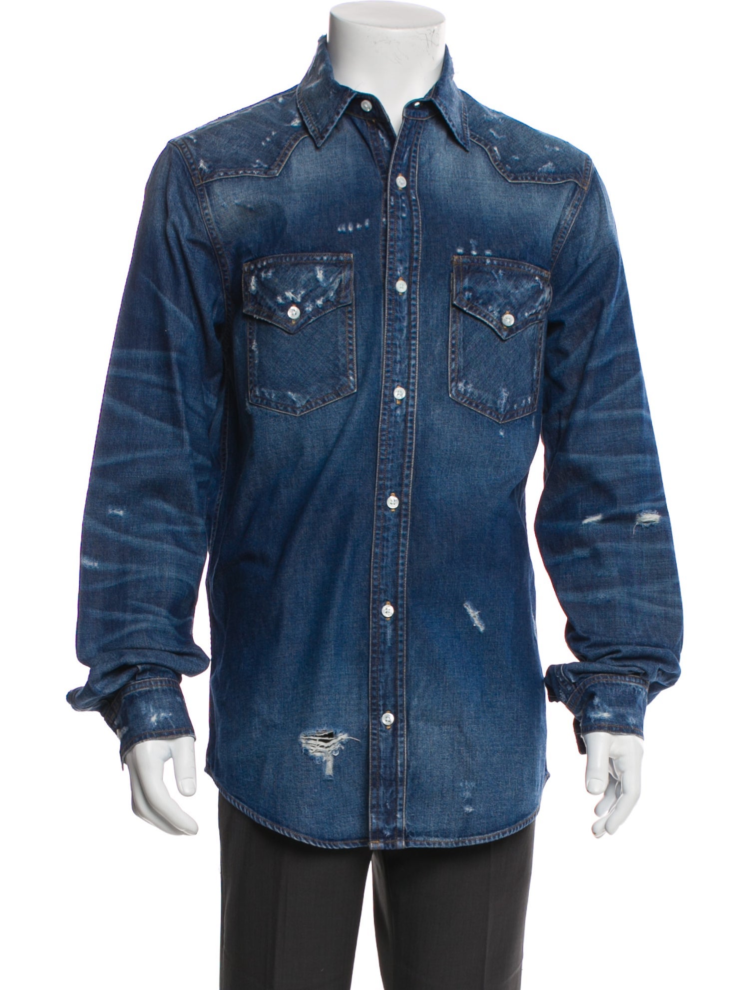 Amiri Long Sleeve Denim Shirt