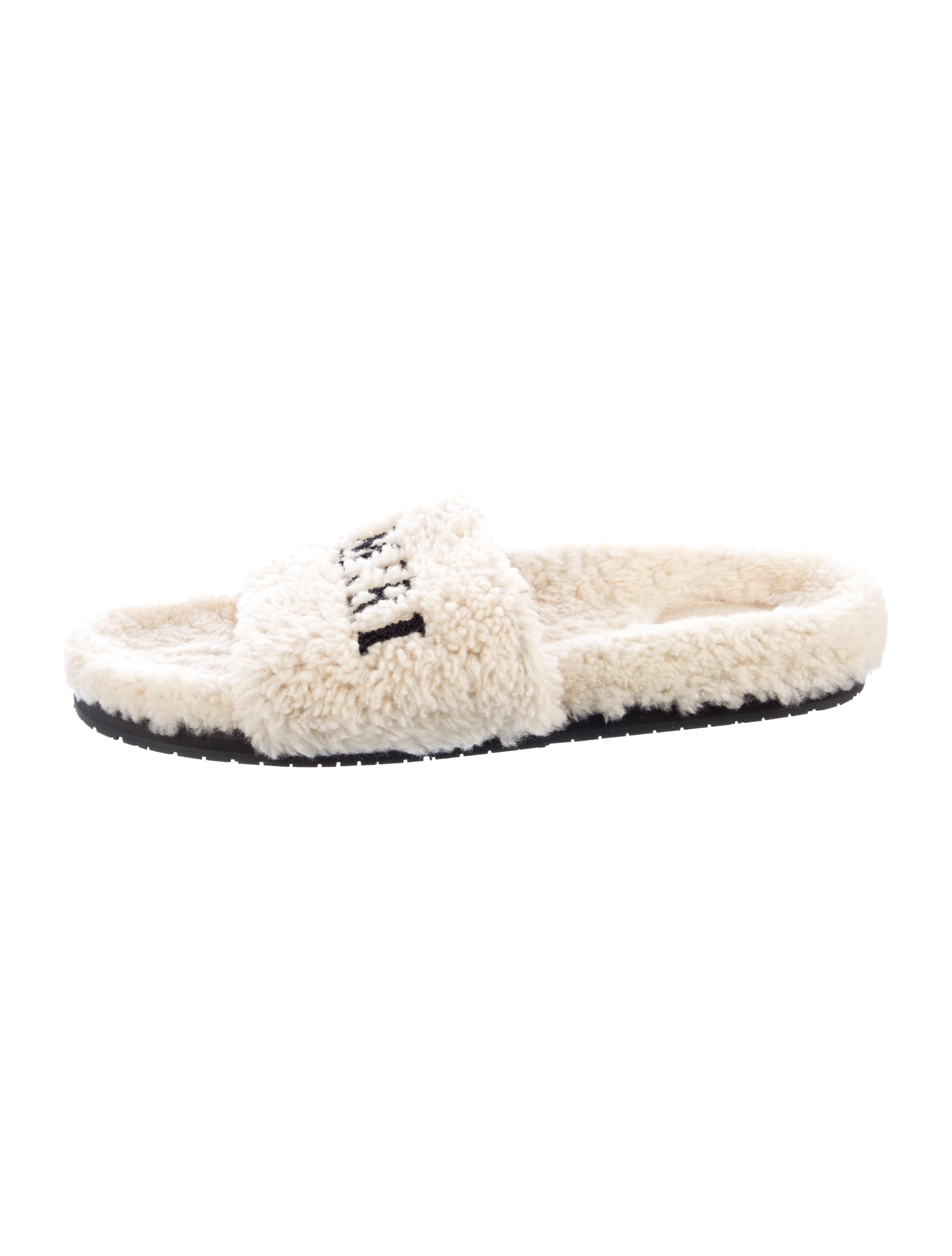 Amiri Shearling Graphic Print Slides