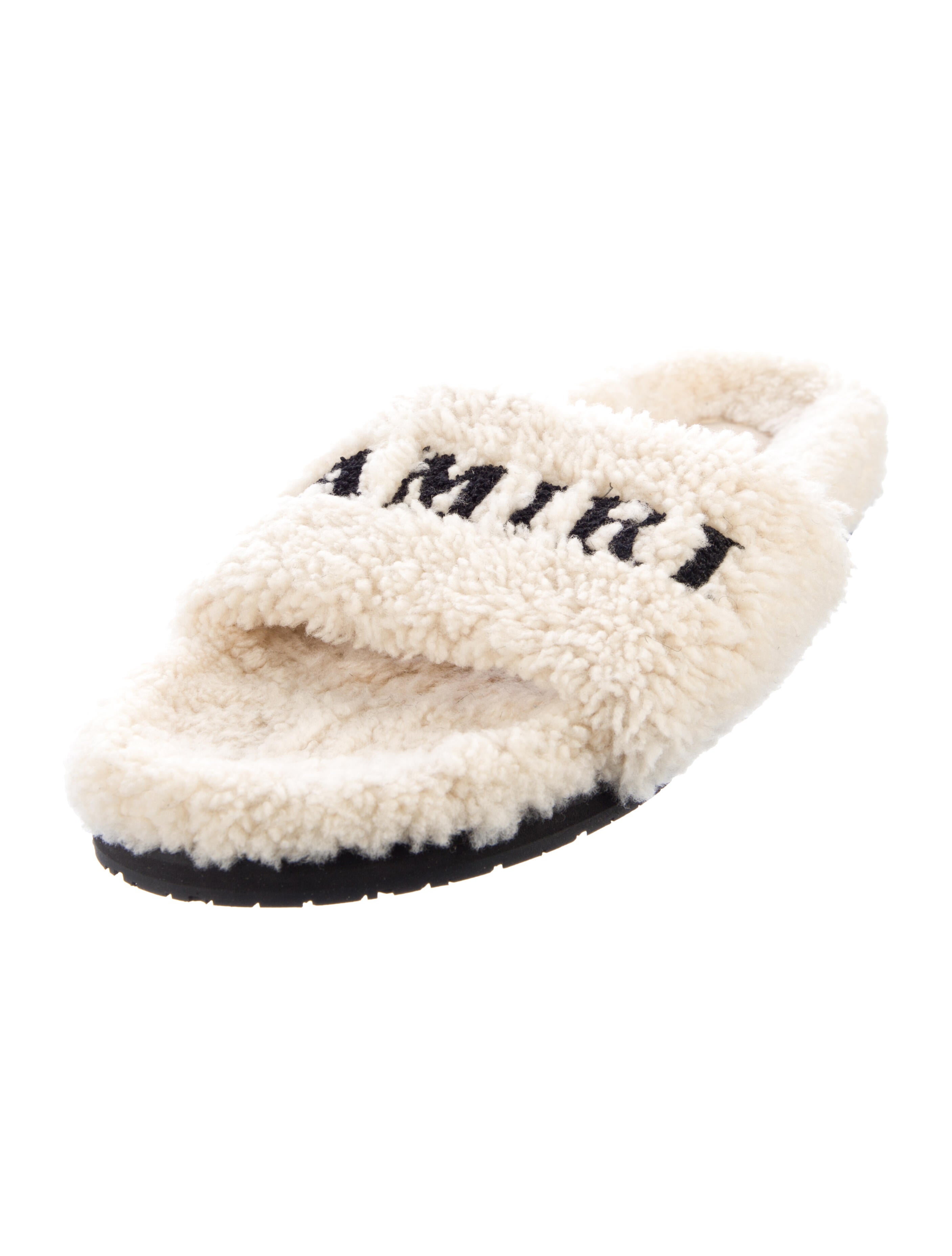 Amiri Shearling Graphic Print Slides