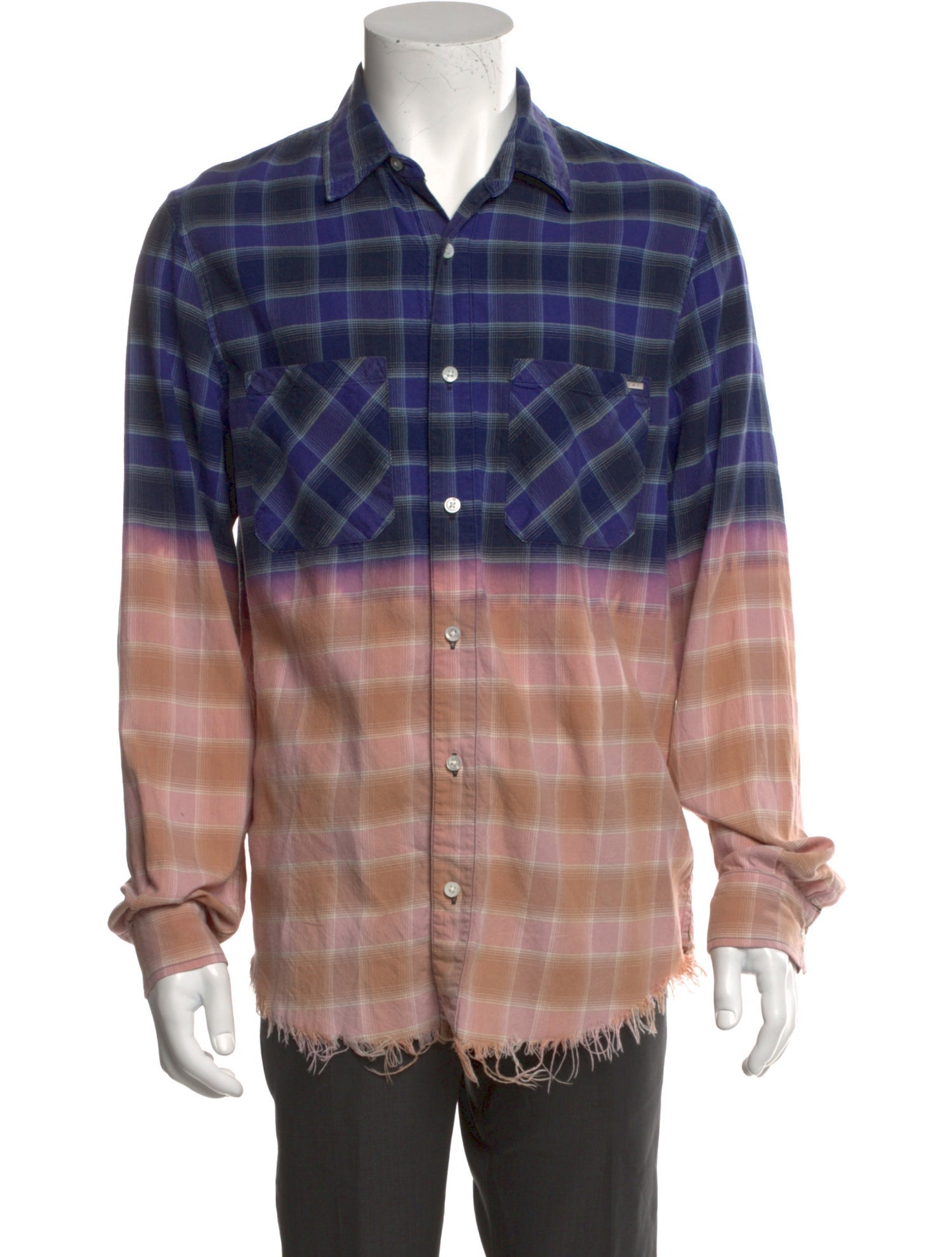 Amiri Plaid Print Long Sleeve Shirt