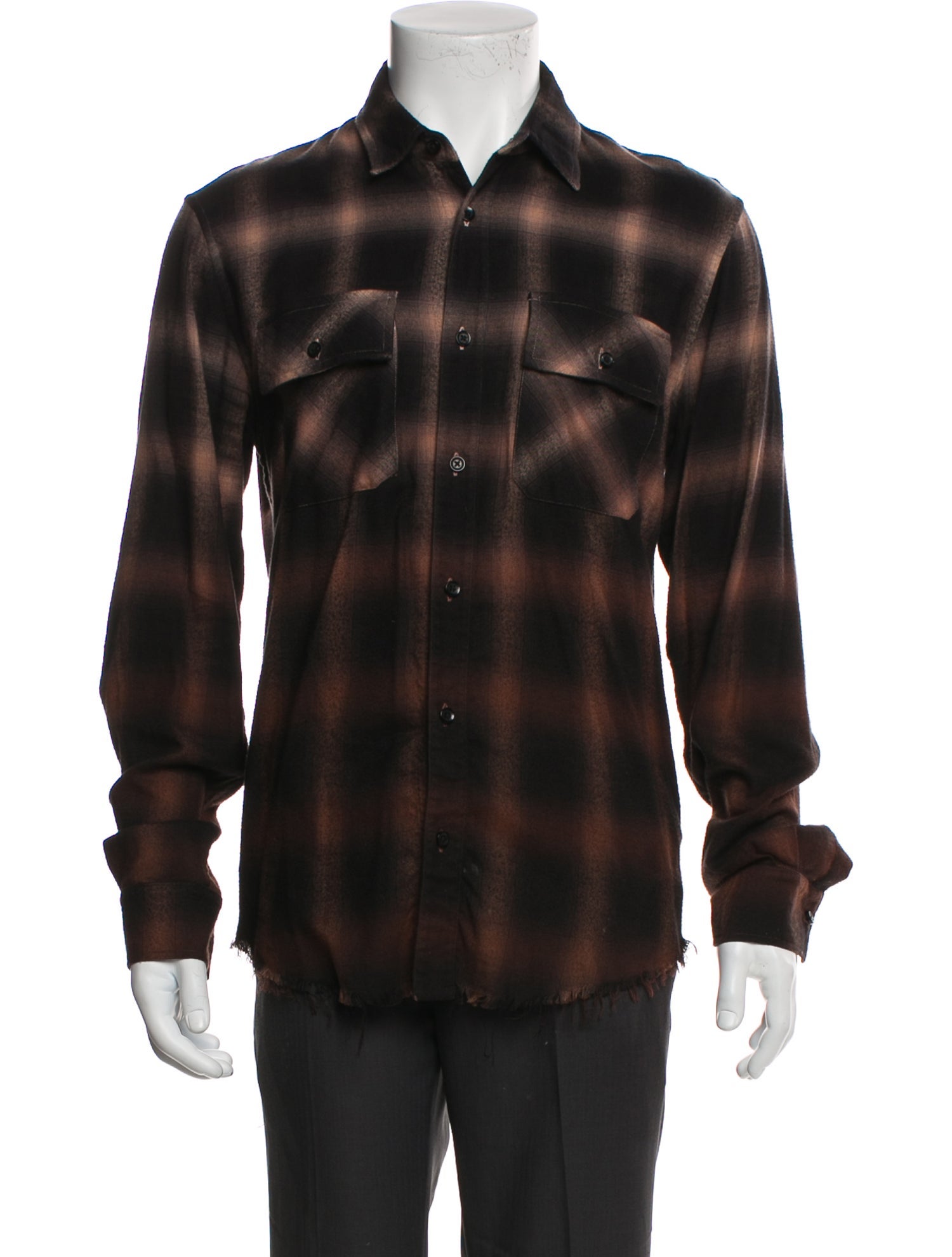 Amiri Plaid Print Long Sleeve Shirt