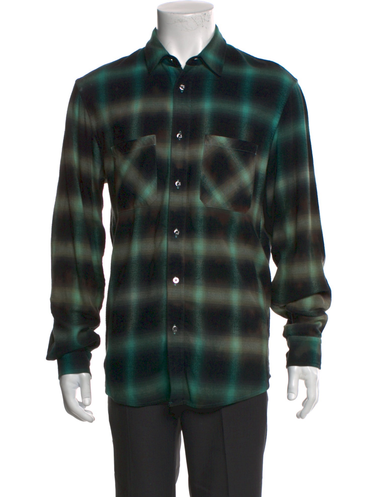 Amiri Plaid Print Long Sleeve Shirt
