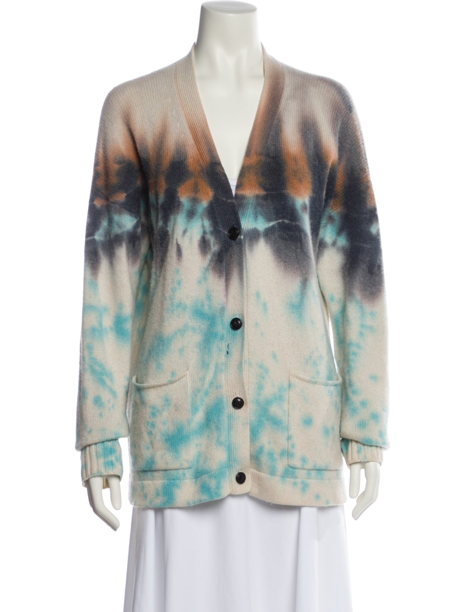 Amiri Tie-Dye Print V-Neck Sweater