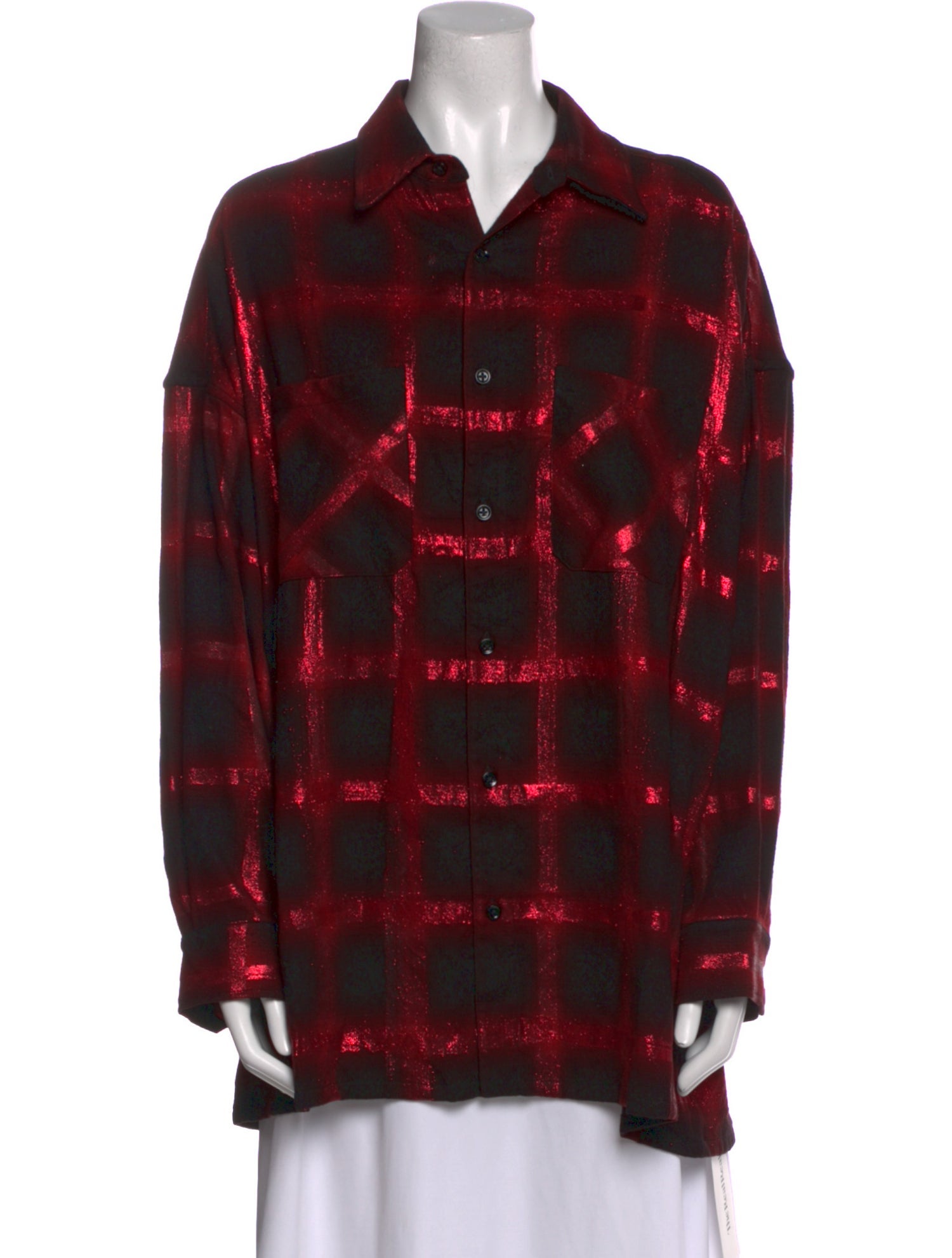 Amiri Plaid Print Long Sleeve Button-Up Top