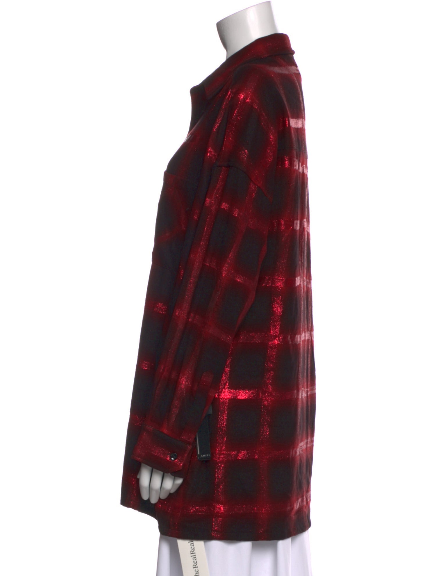 Amiri Plaid Print Long Sleeve Button-Up Top