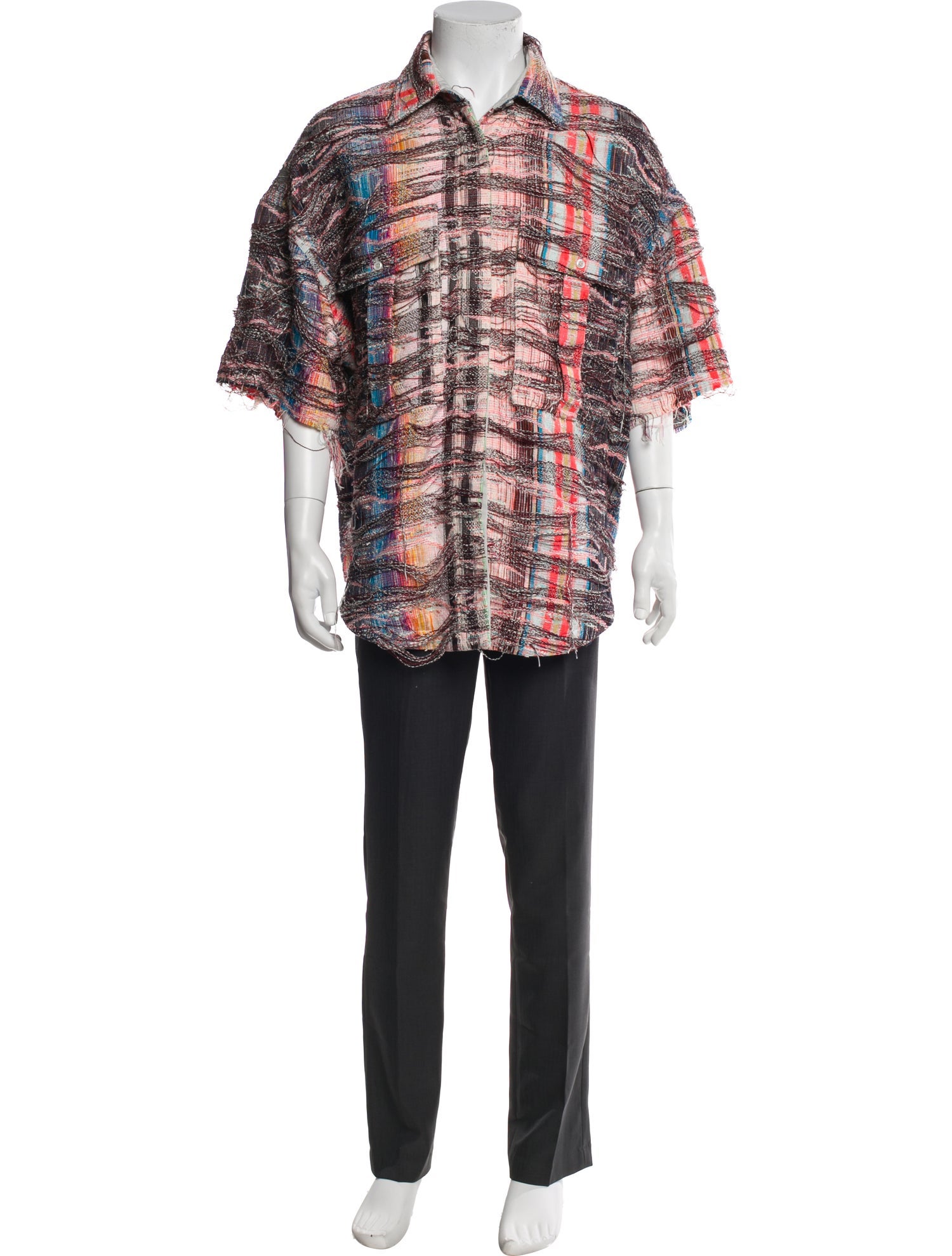 Amiri Plaid Print Short Sleeve Shirt