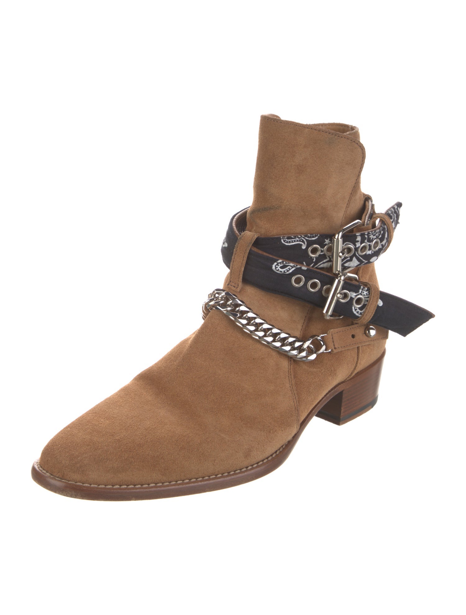 Amiri Suede Chain-Link Accents Boots