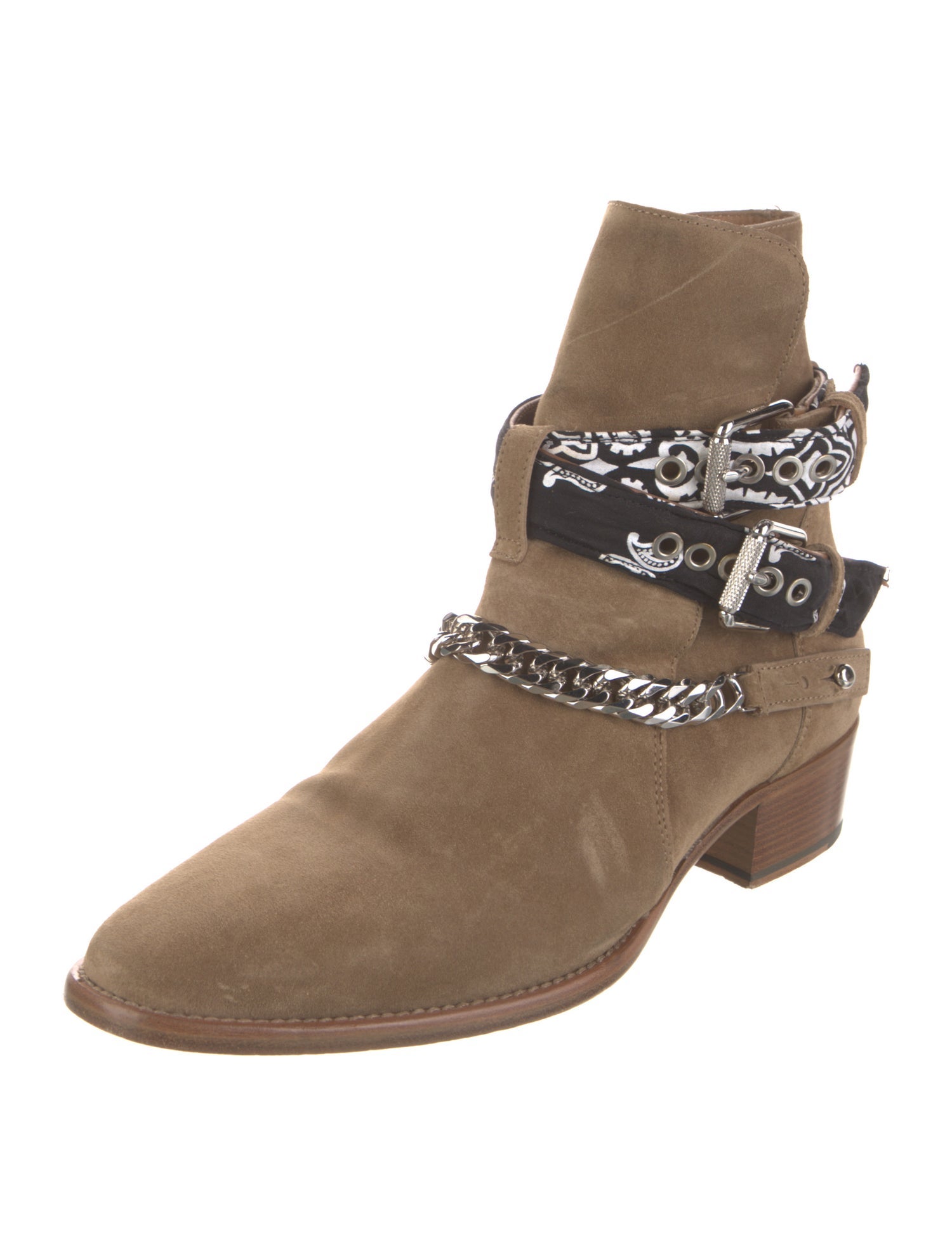 Amiri Suede Chain-Link Accents Boots