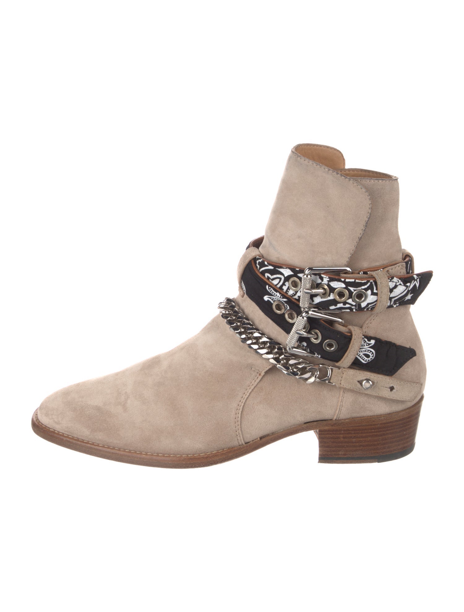 Amiri Chain-Link Accent Suede Moto Boots