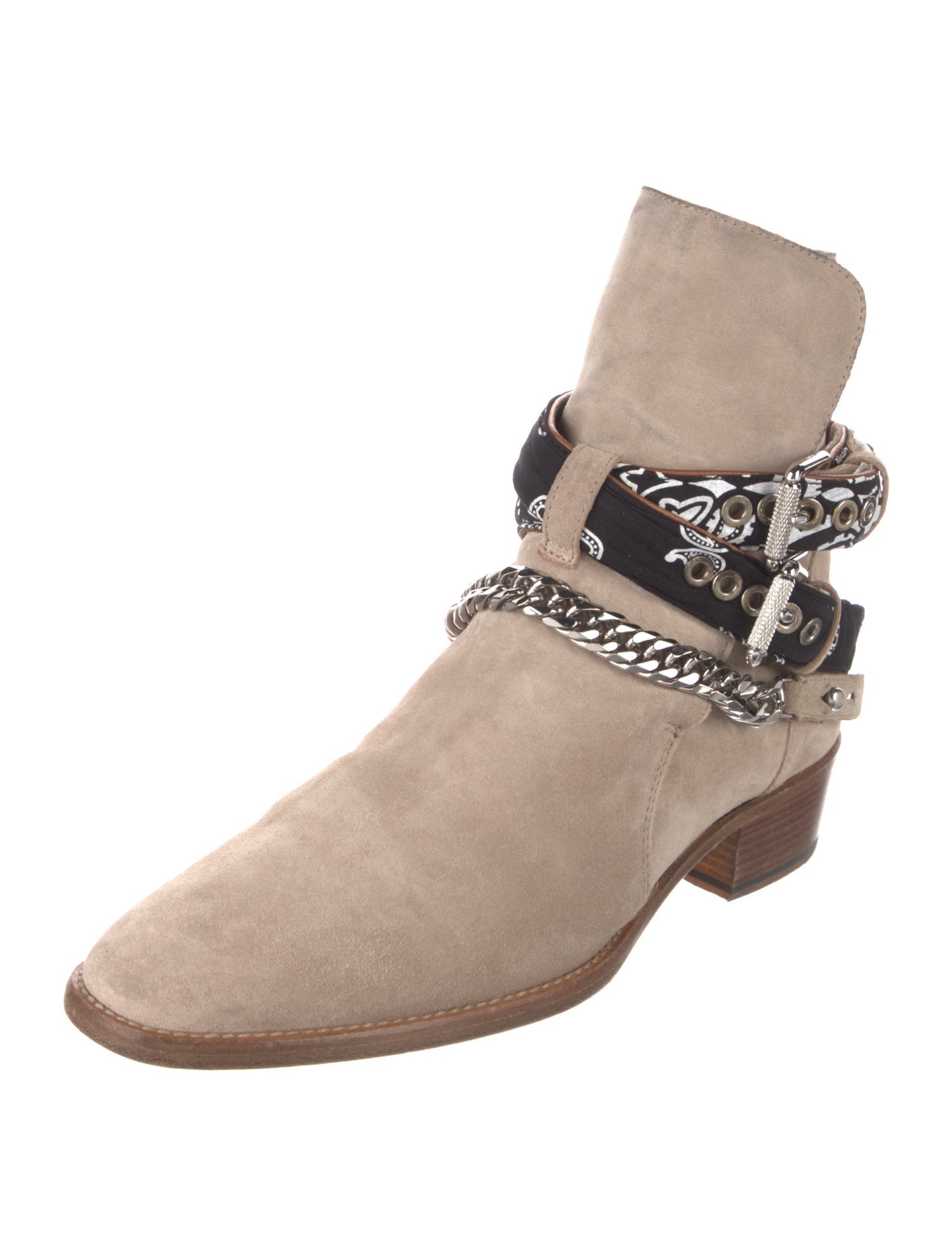 Amiri Chain-Link Accent Suede Moto Boots