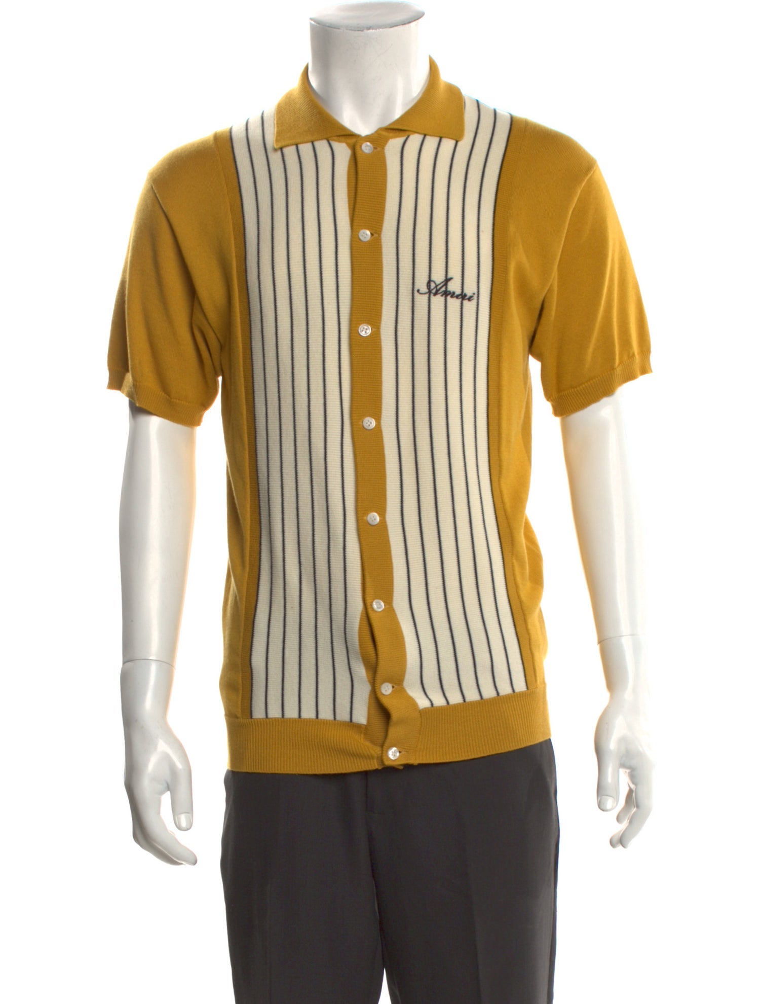 Amiri Striped Collar Polo Sweater